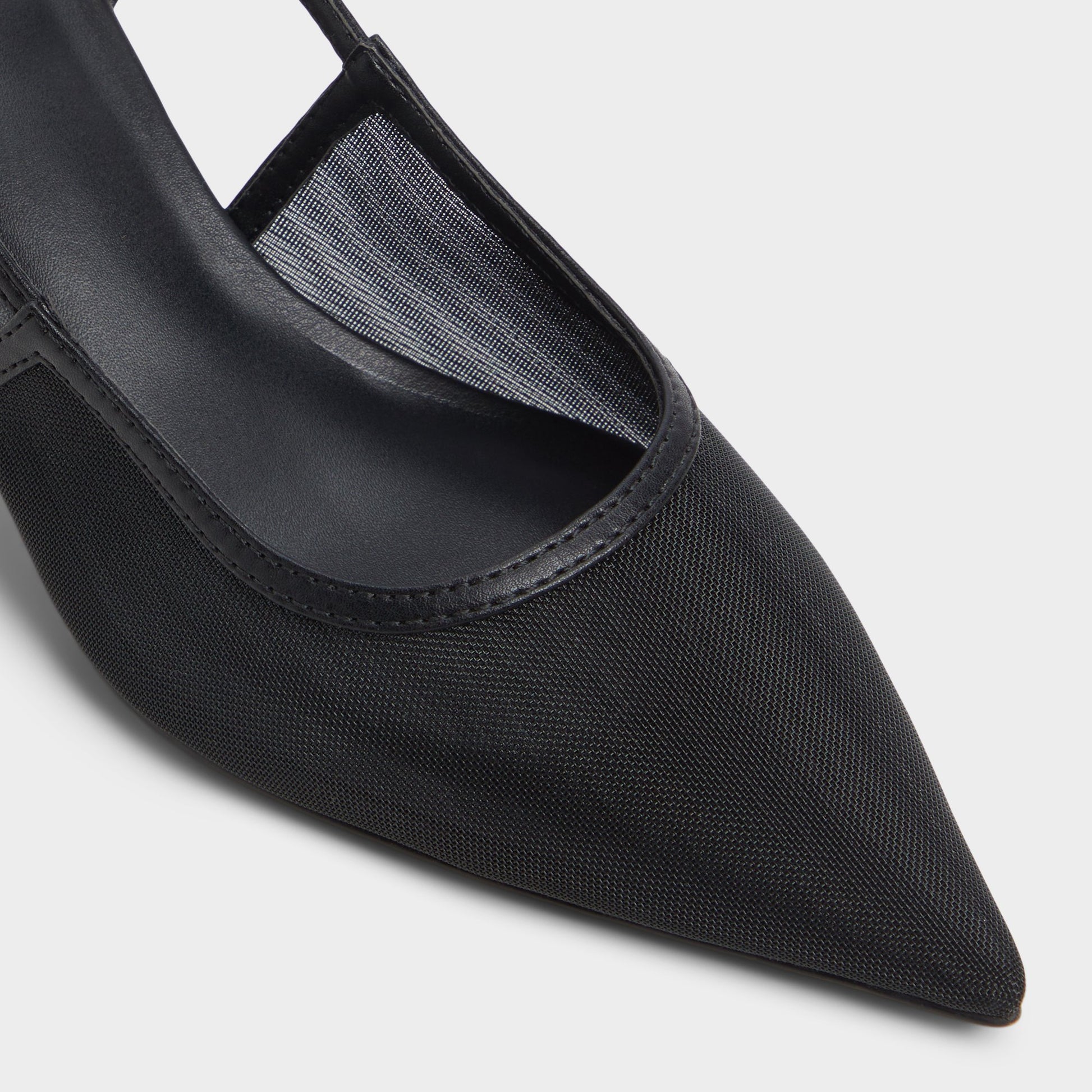 Close-up of the Black Maxina Slingback heel