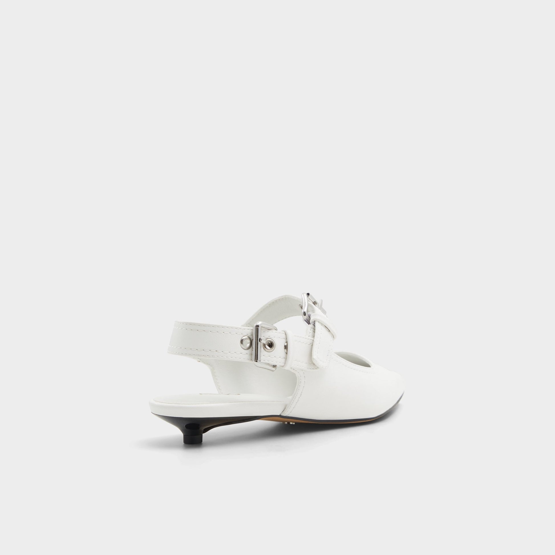 Three-quarter angle of White Kellya Sling back high heel's back side