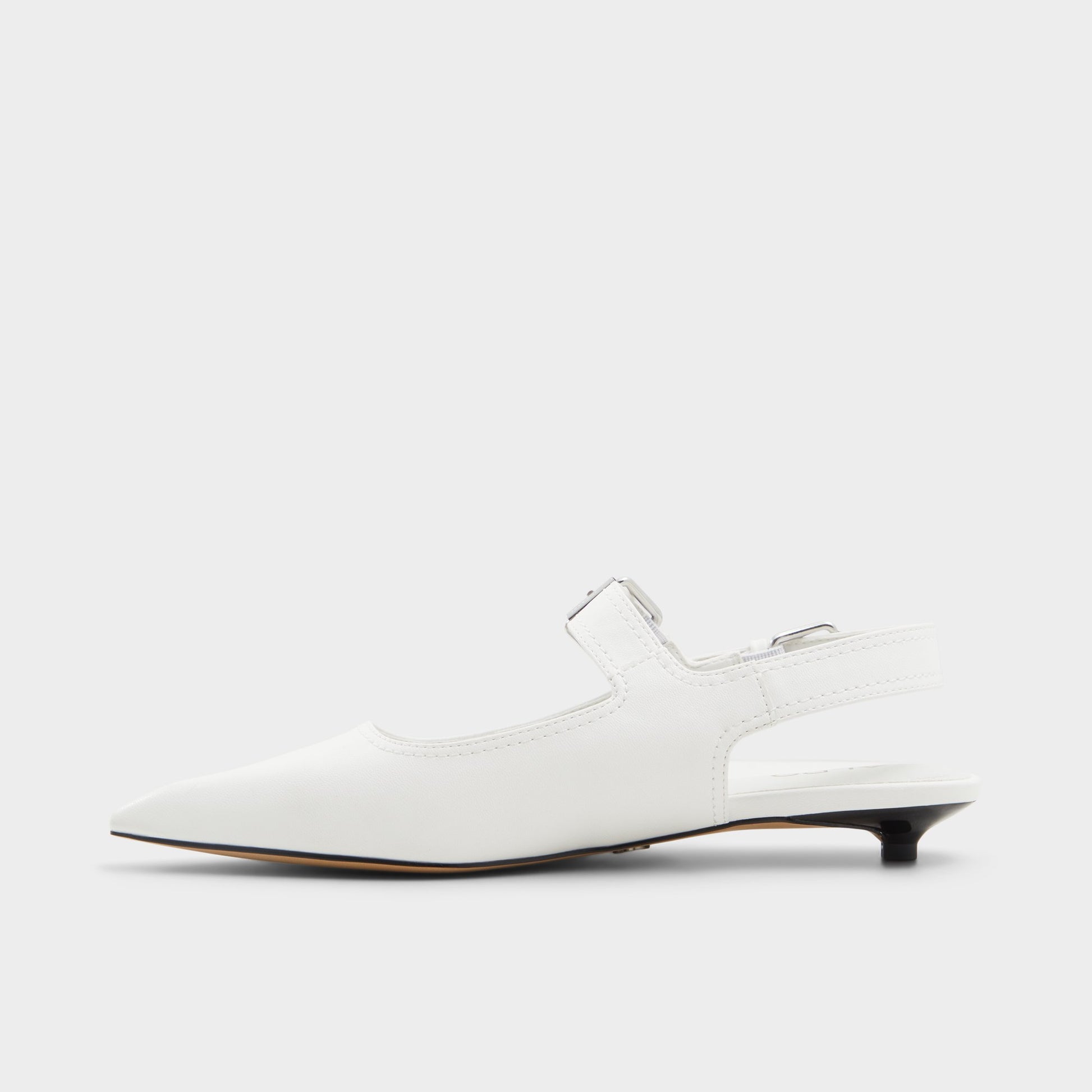 Side view of White Kellya Sling back high heel