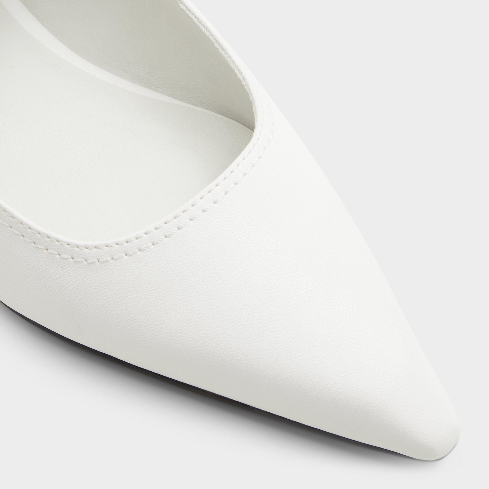 Close-up of the White Kellya Sling back high heel