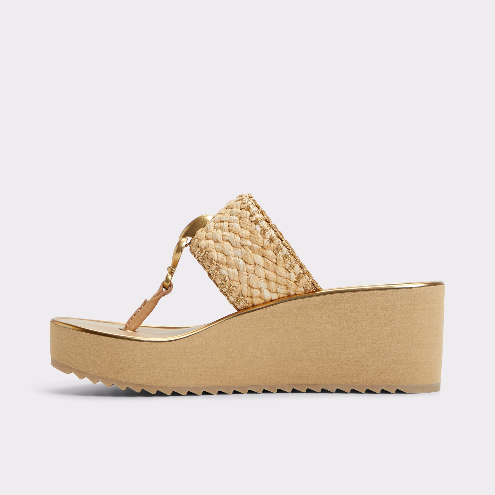 Side view of Natural Penelopy Wedge sandal