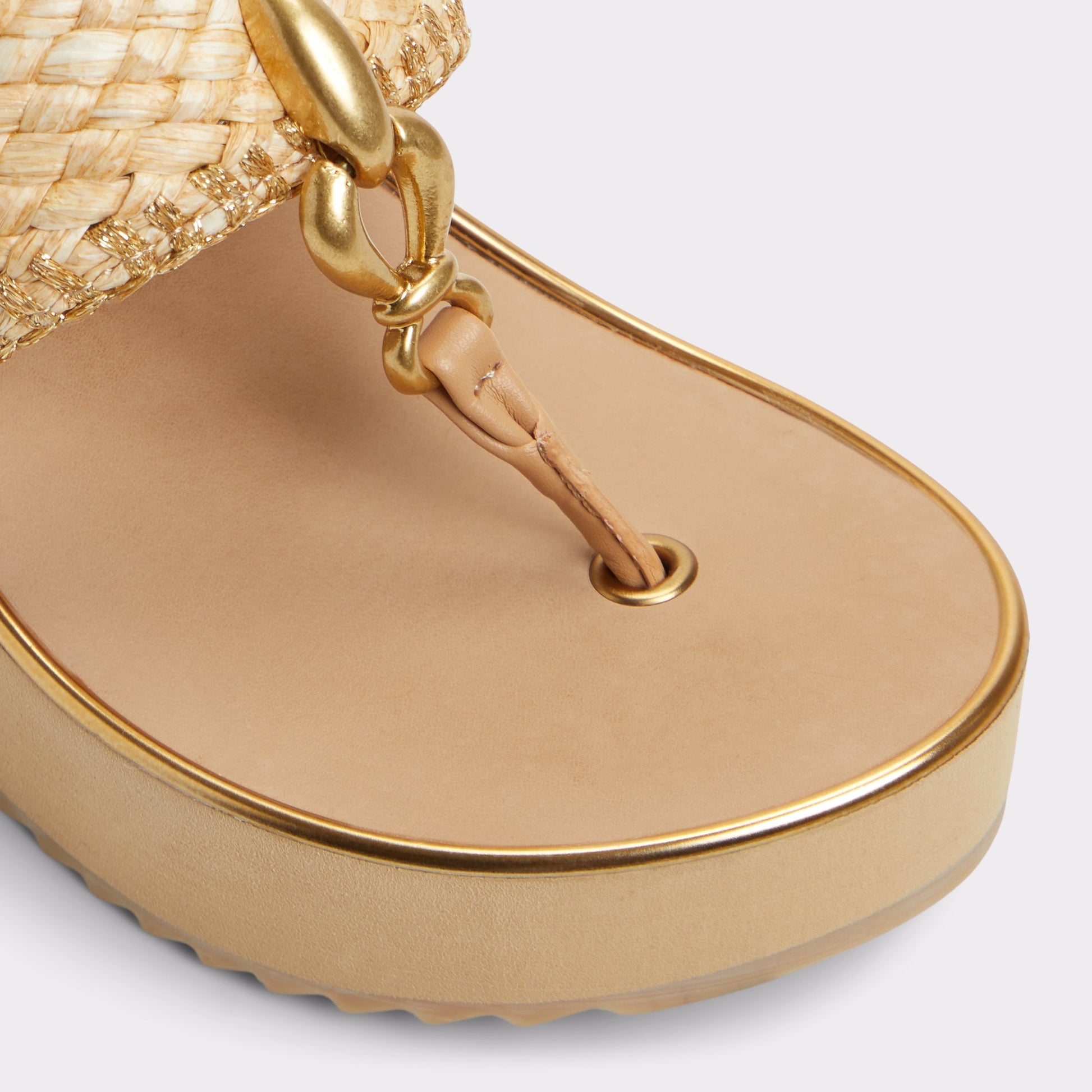 Close-up of the Natural Penelopy Wedge sandal