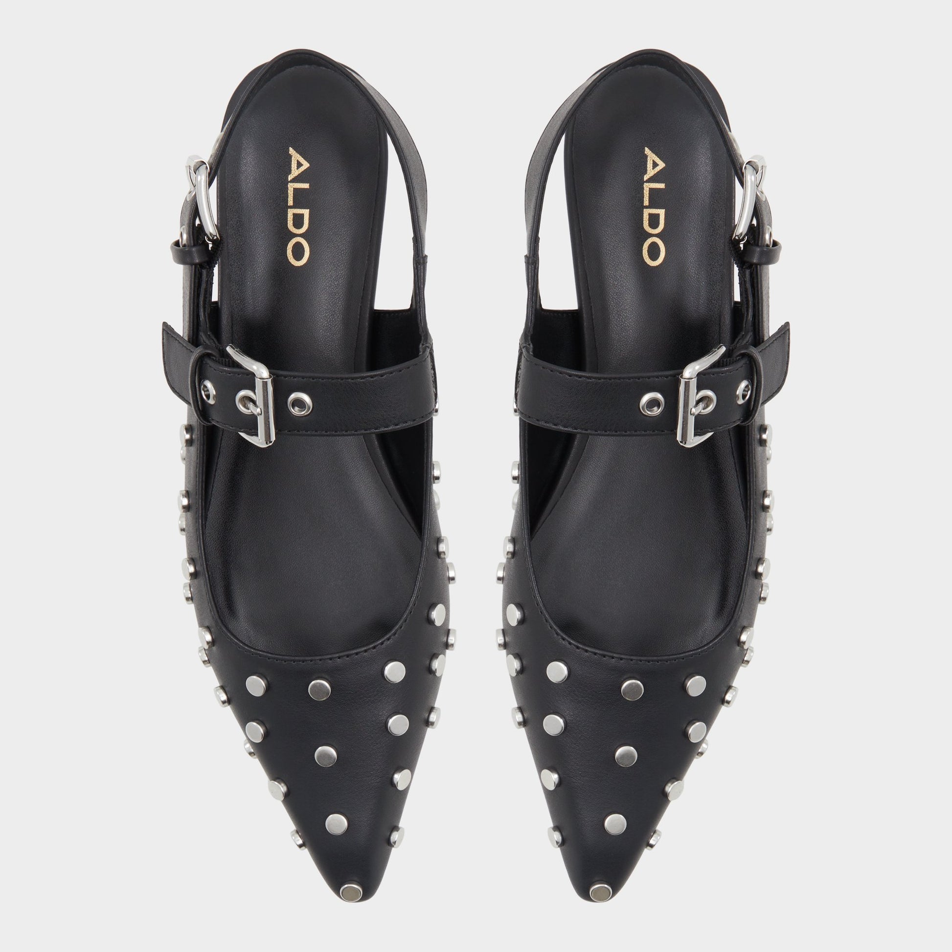 Top-down view of the Black Kellya Sling back high heel