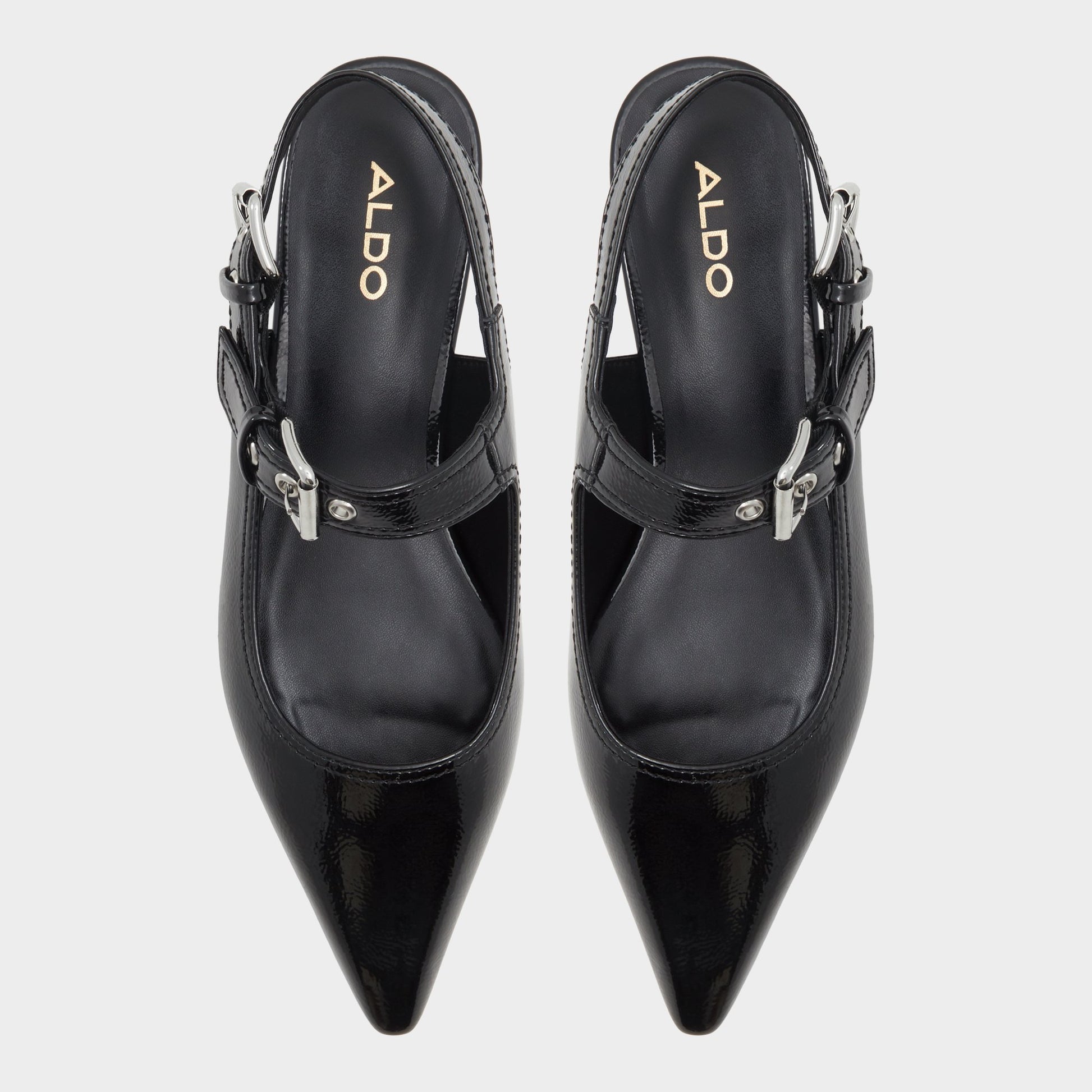 Top-down view of the Other Black Kellya Sling back high heel