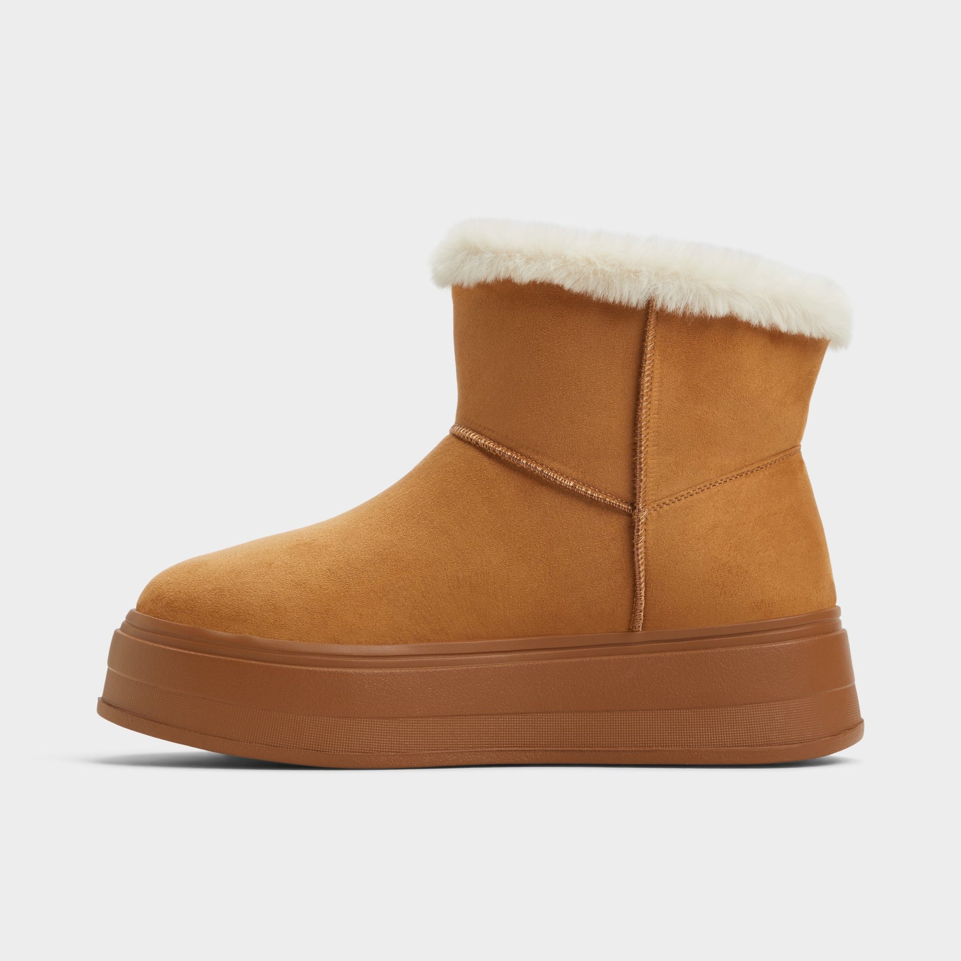 Side view of Tan Plushy Ankle boot