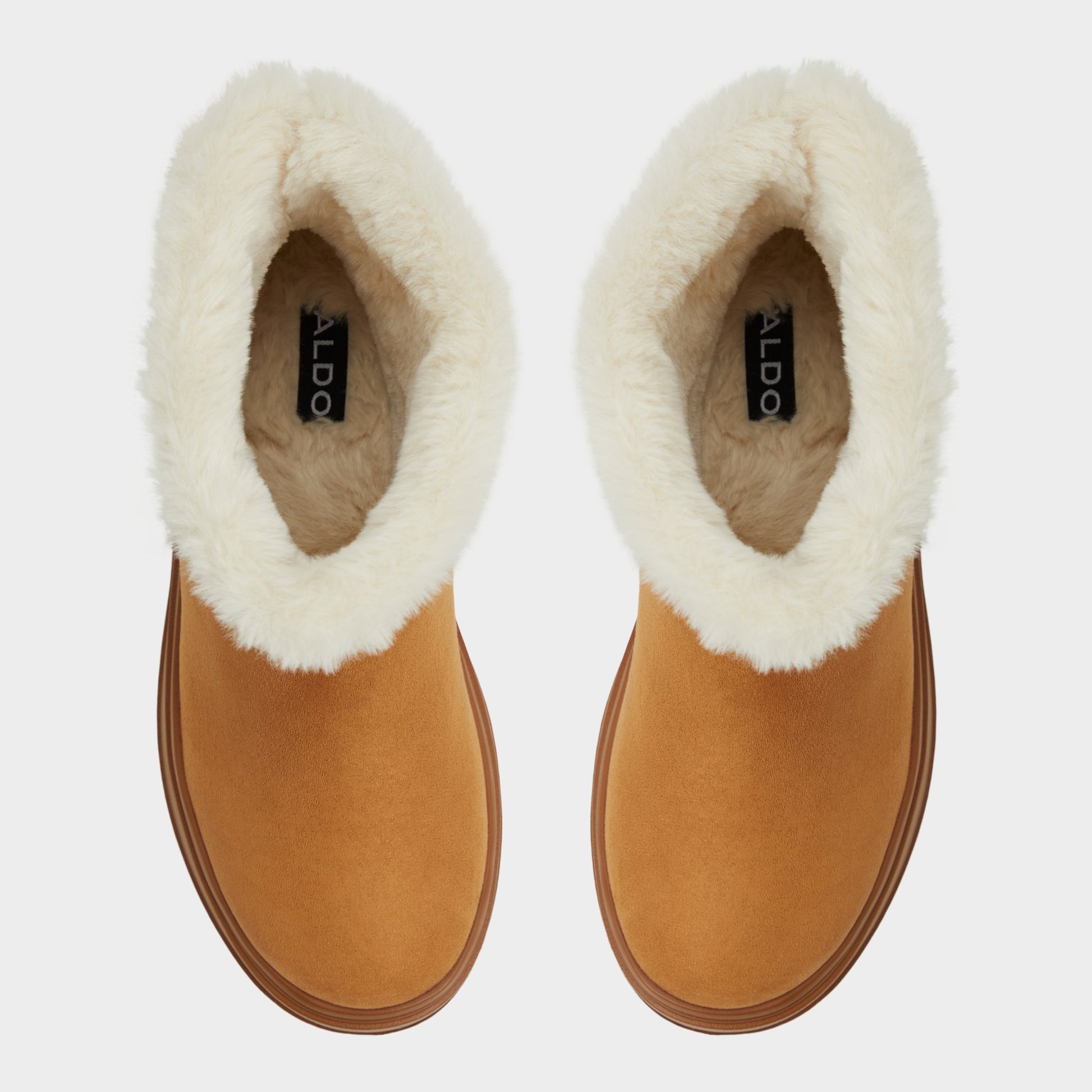 Top-down view of the Tan Plushy Ankle boot
