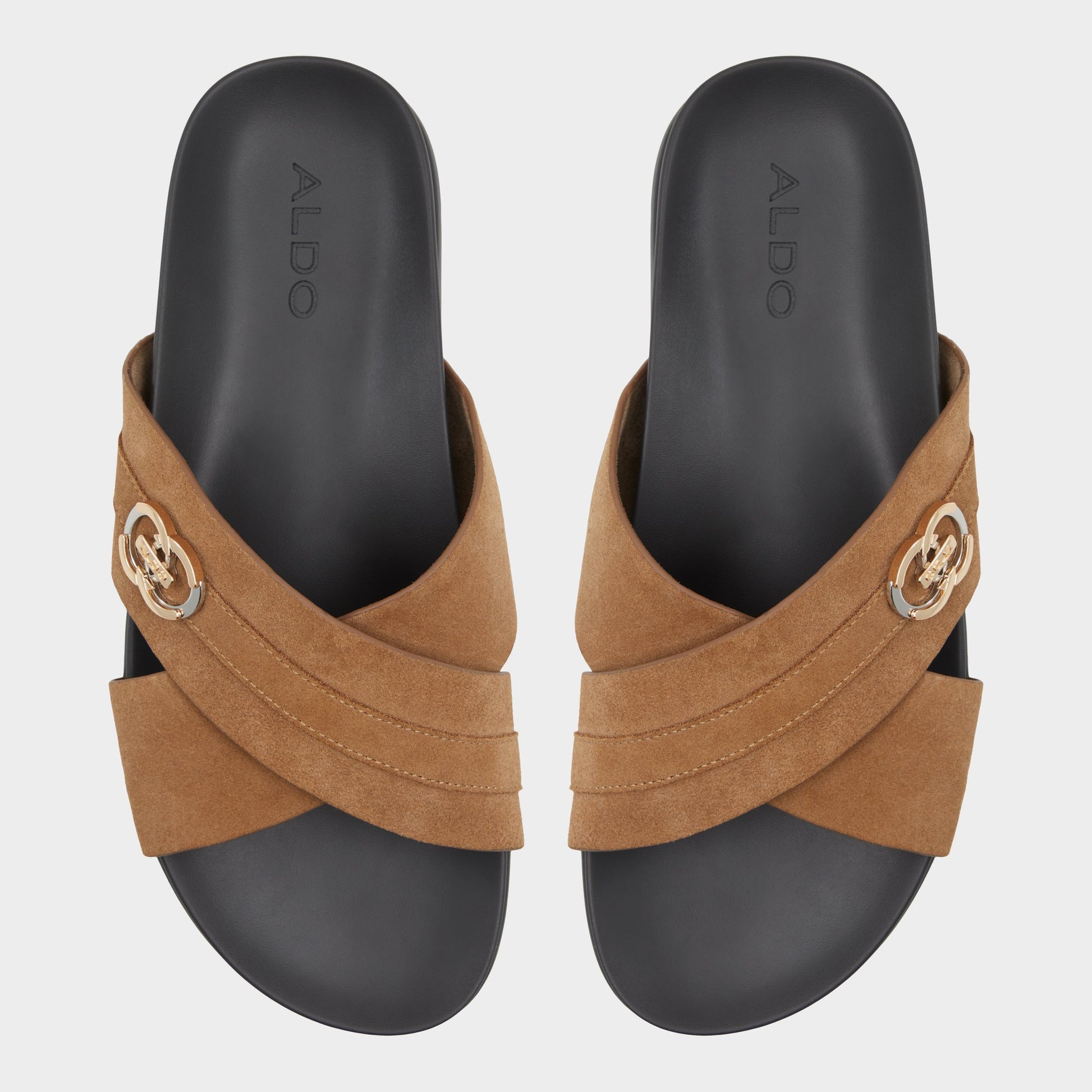Top-down view of the Open Brown Delmar Slide sandal