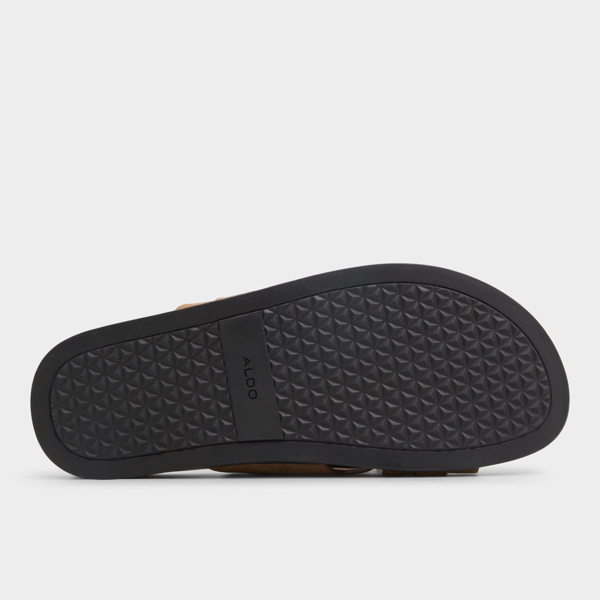 View of Open Brown Delmar Slide sandal's sole