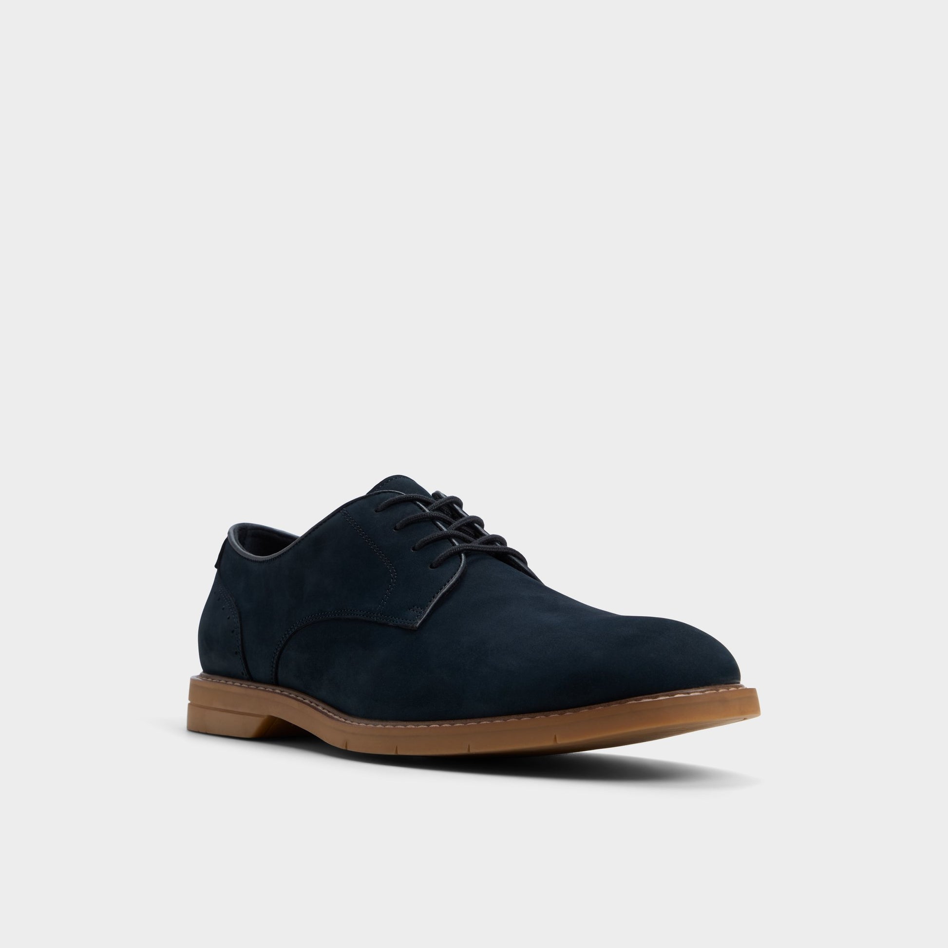 Three-quarter angle of Open Navy Faro Oxford shoe's front side