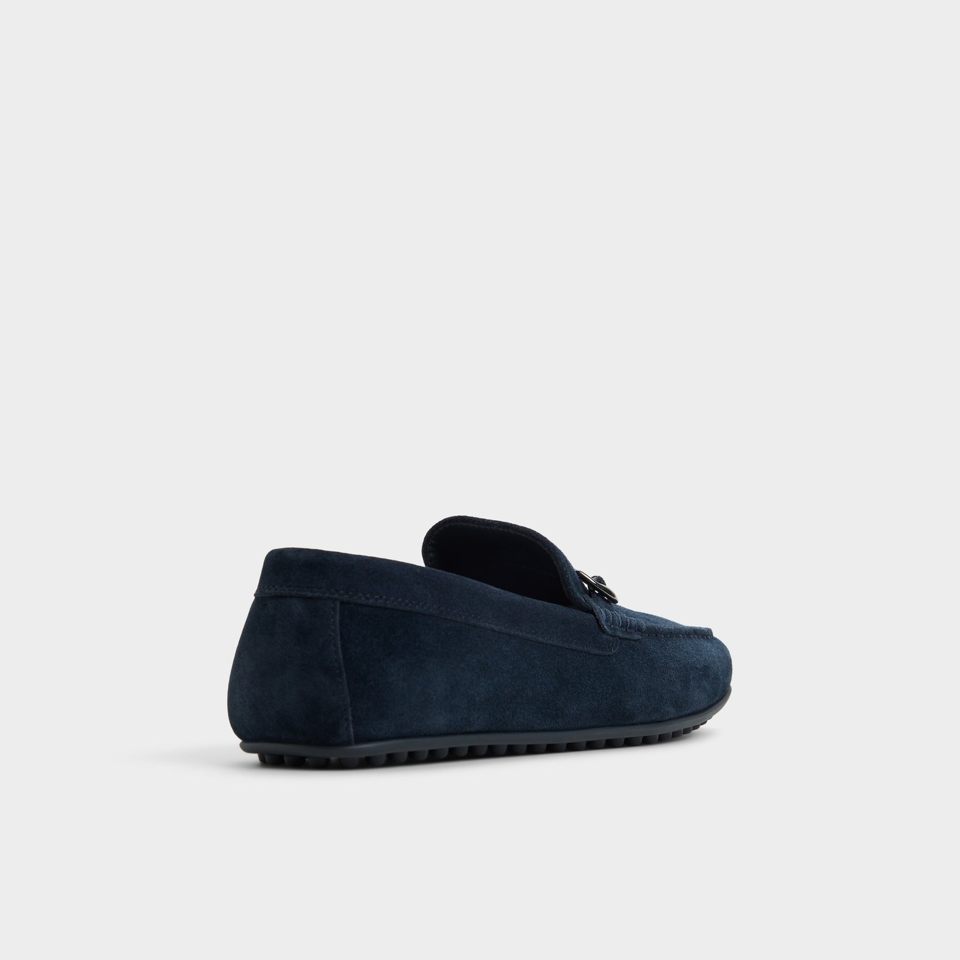 Three-quarter angle of Navy Wilbart Driving shoe's back side