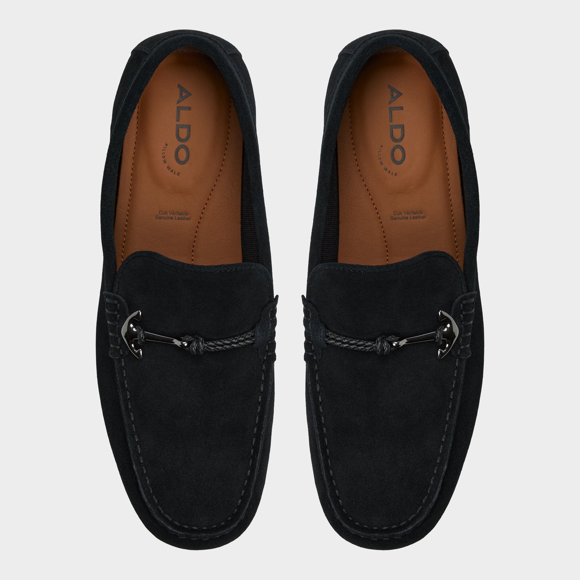 Top-down view of the Open Black Wilbart Driving shoe