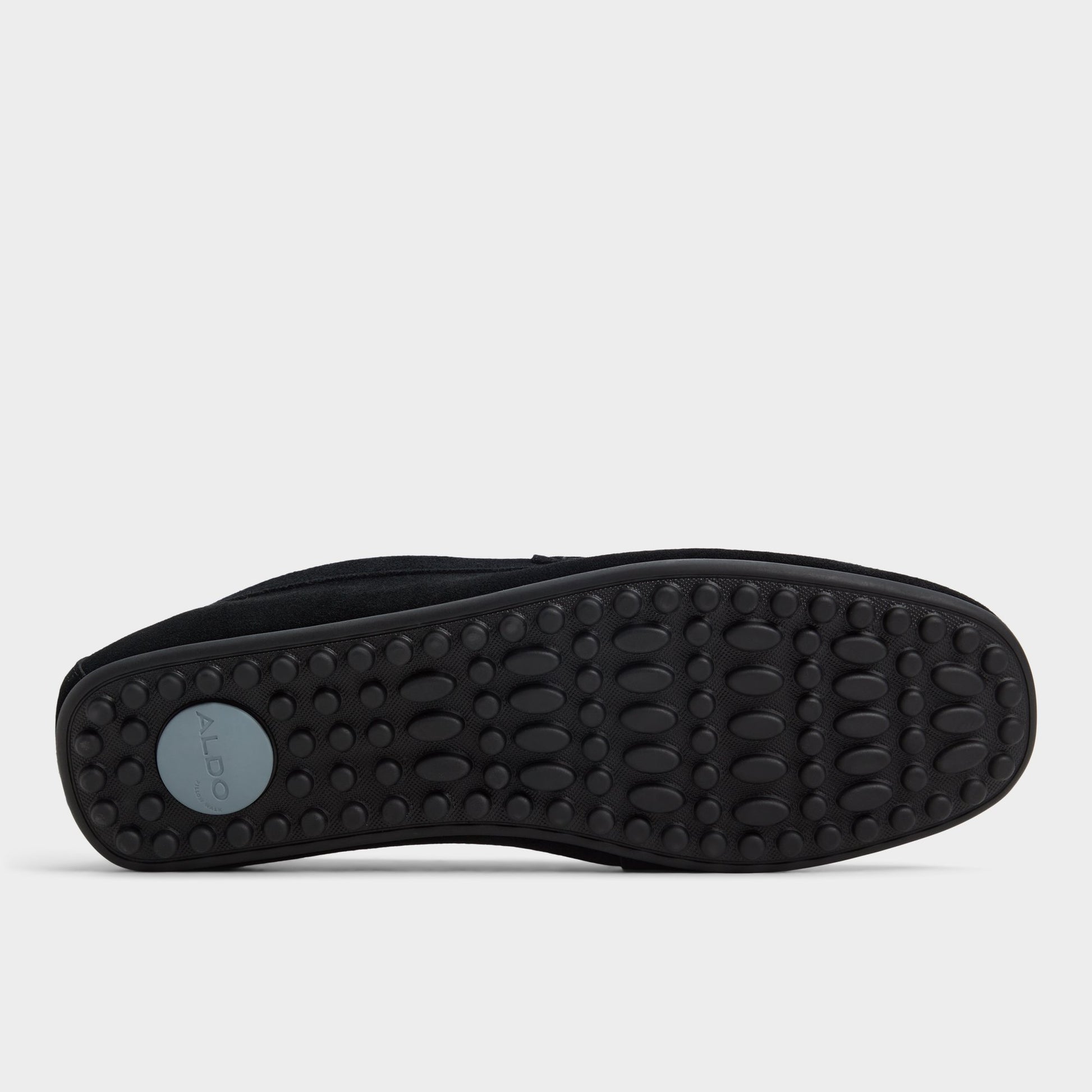 View of Open Black Wilbart Driving shoe's sole