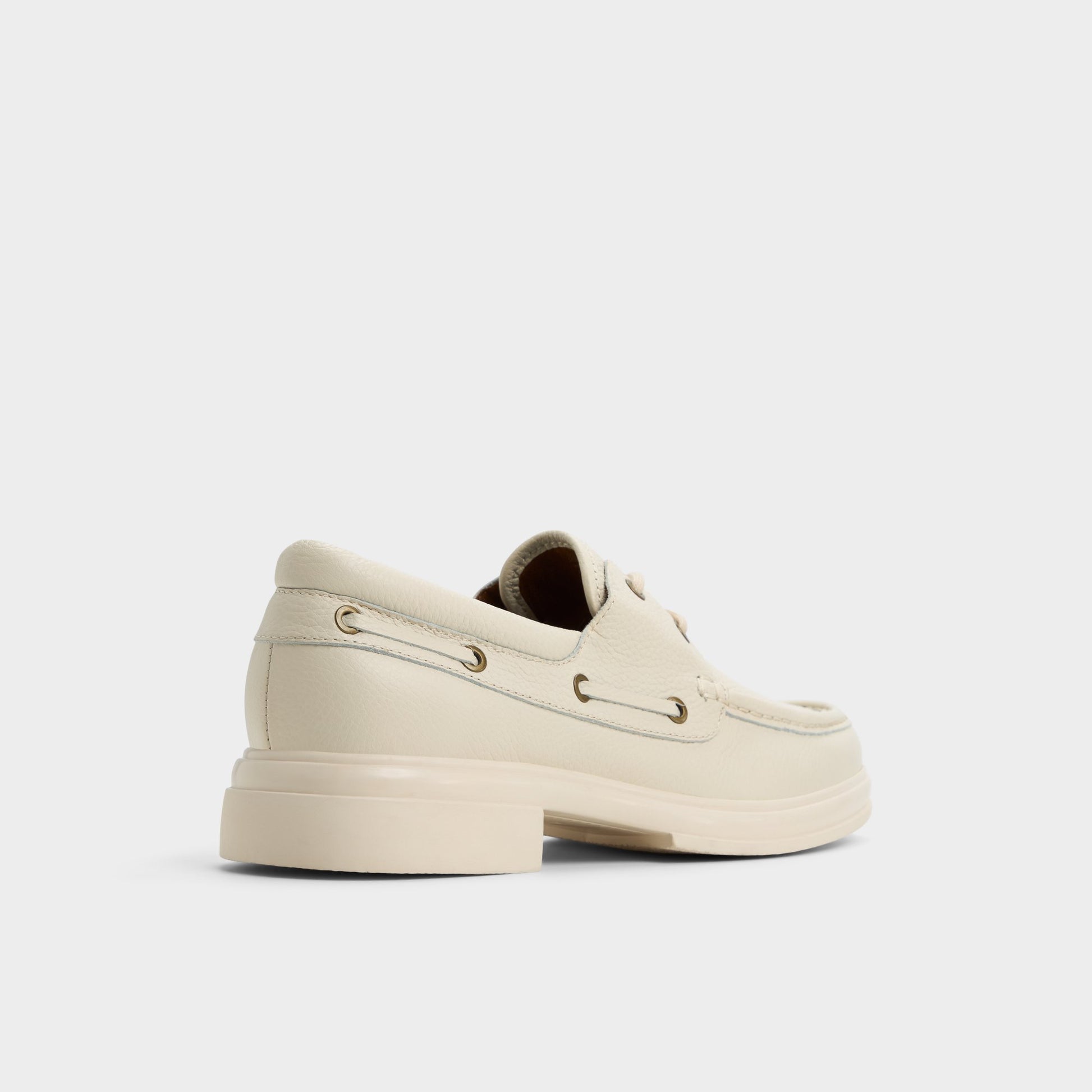 Three-quarter angle of Ivory Seaexplorer Boat shoe's back side