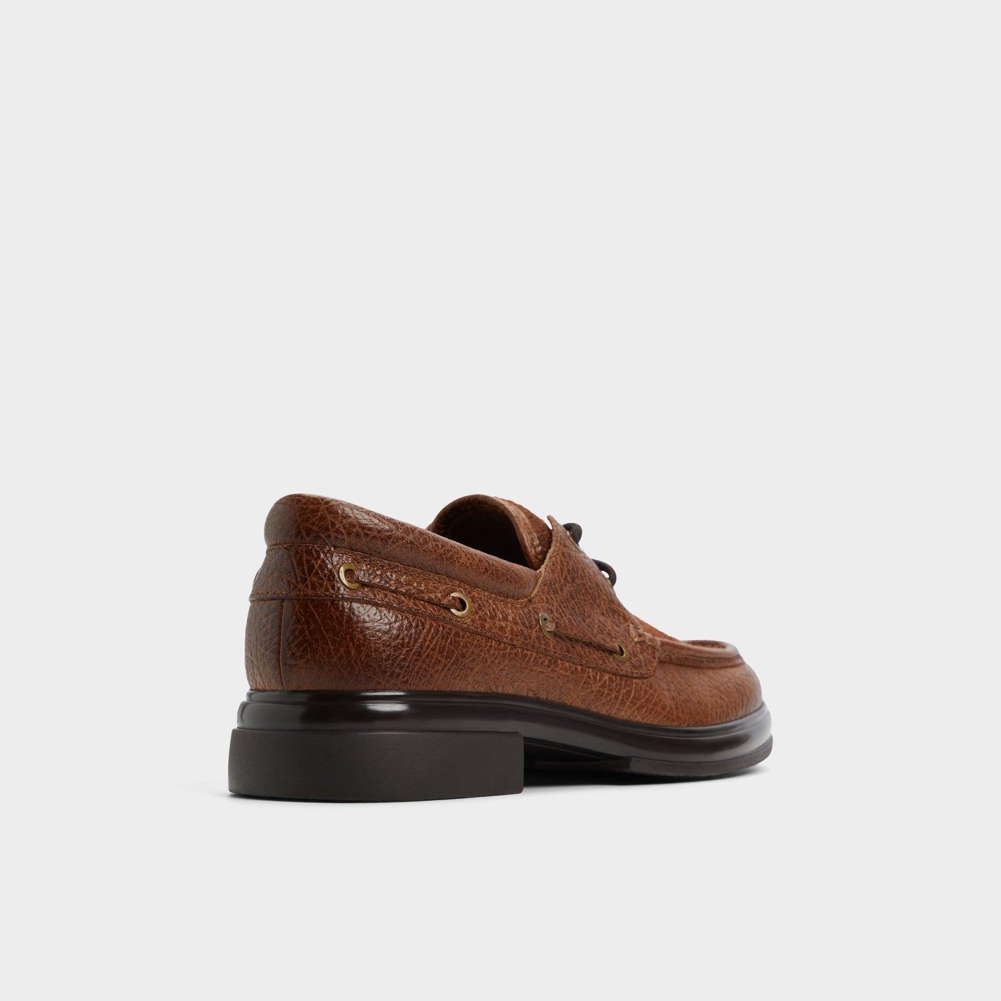 Three-quarter angle of Cognac Seaexplorer Boat shoe's back side