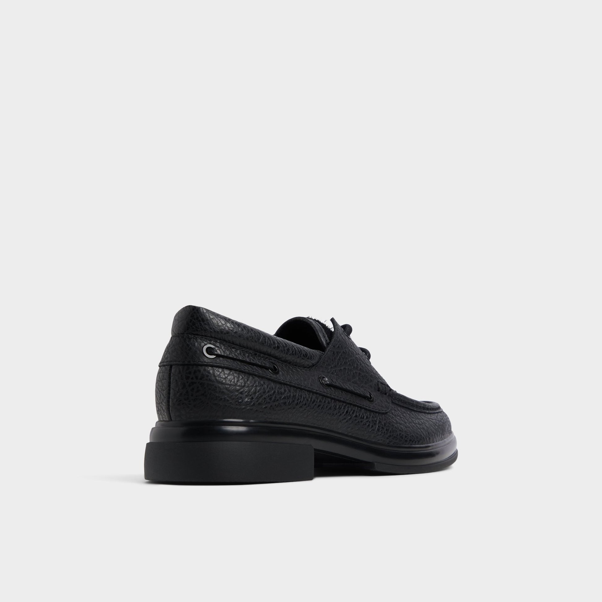 Three-quarter angle of Black Seaexplorer Boat shoe's back side