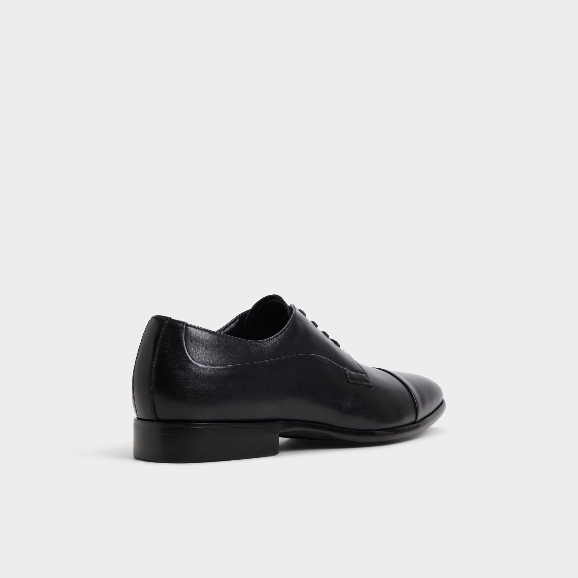 Three-quarter angle of Black Daniells Derby shoe's back side