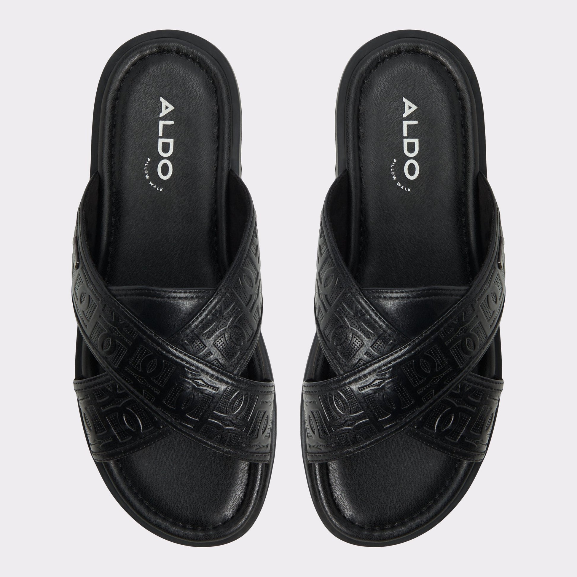 Top-down view of the Open Black Olino Slide sandal