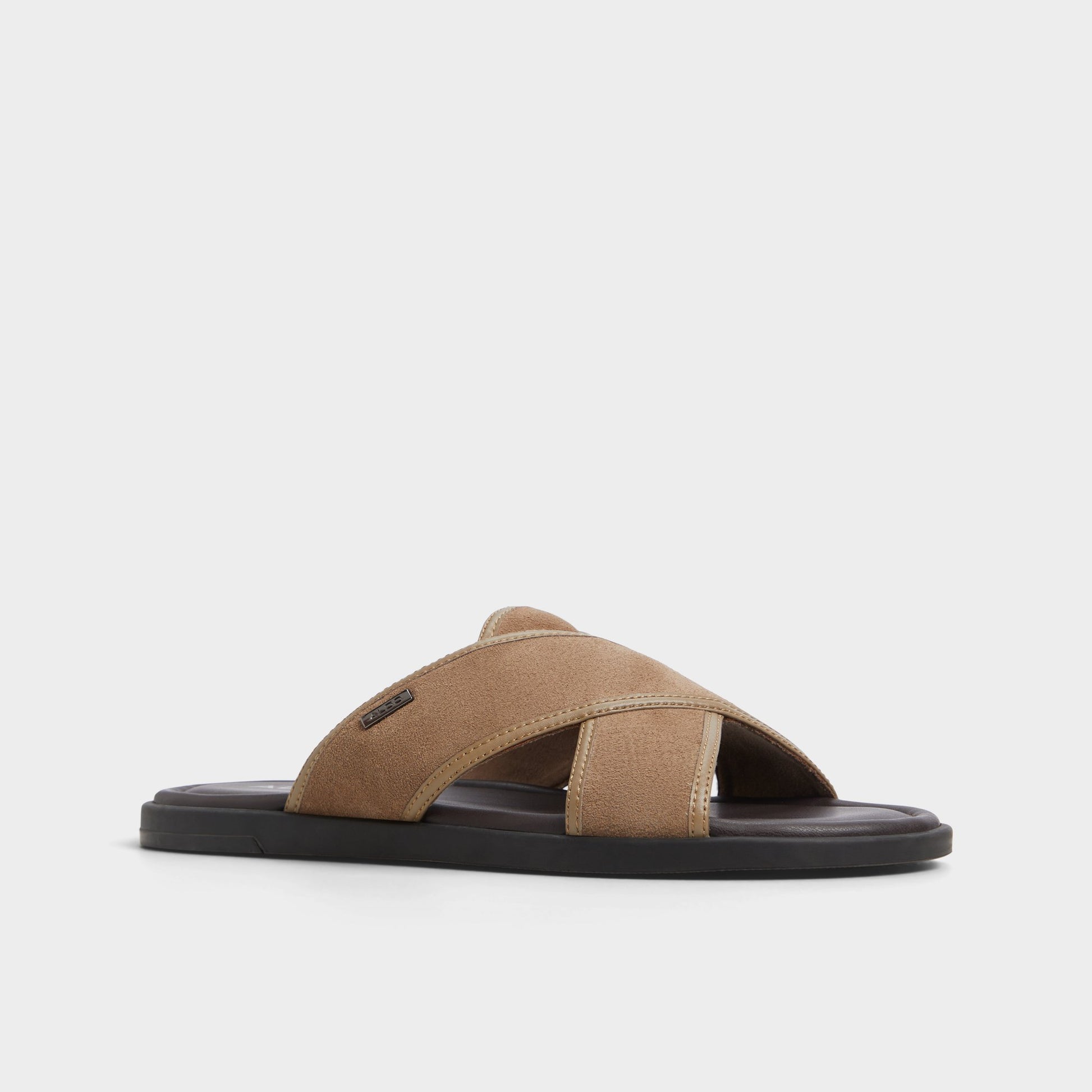 Three-quarter angle of Other Brown Olino Slide sandal's front side