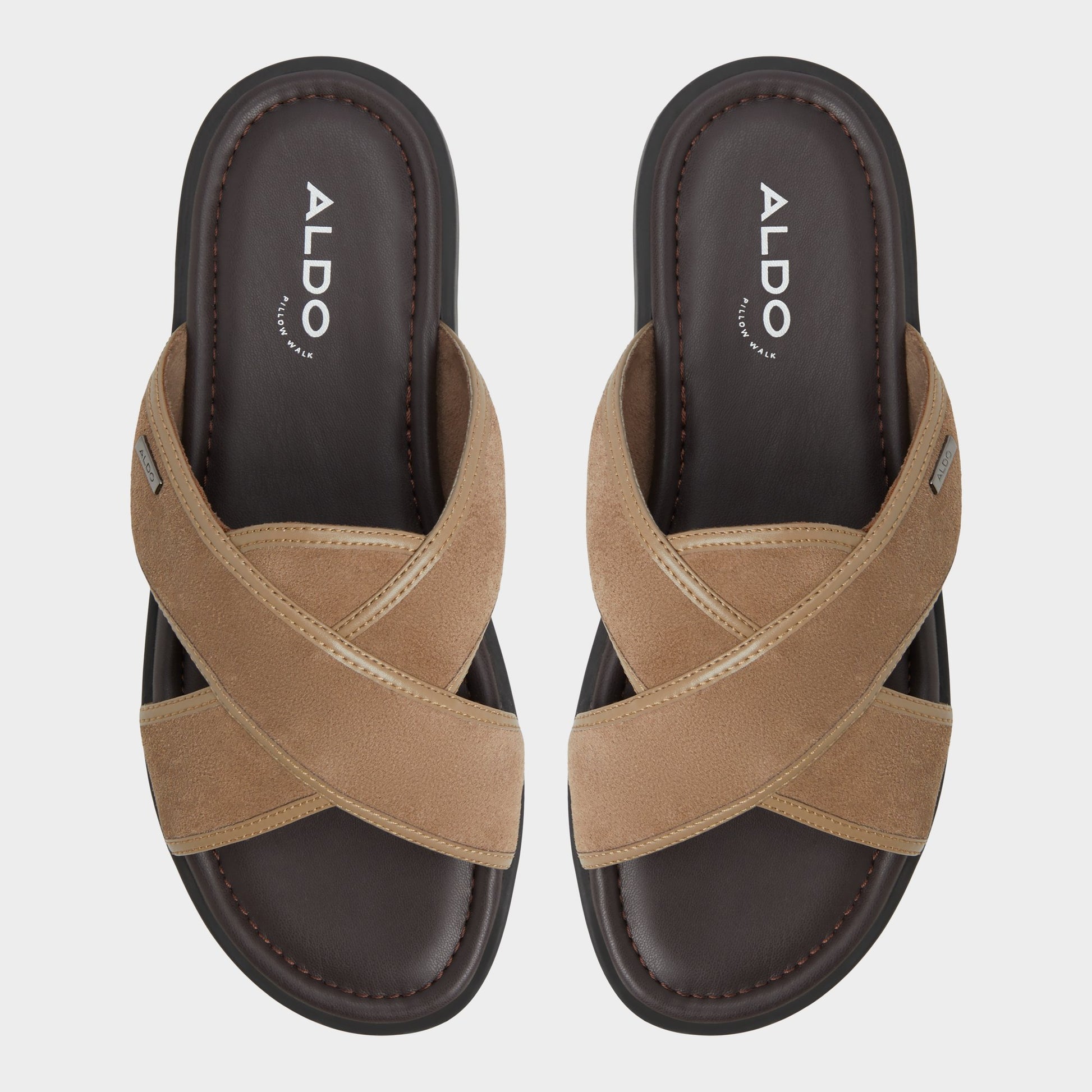 Top-down view of the Other Brown Olino Slide sandal