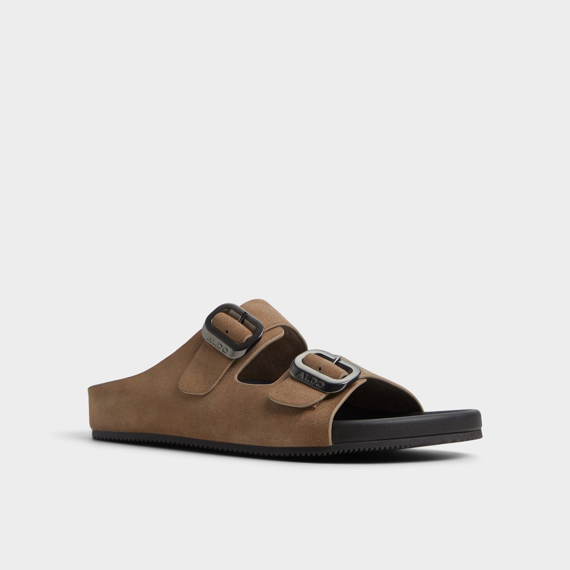 Three-quarter angle of Other Brown Kennebunk Slide sandal's front side