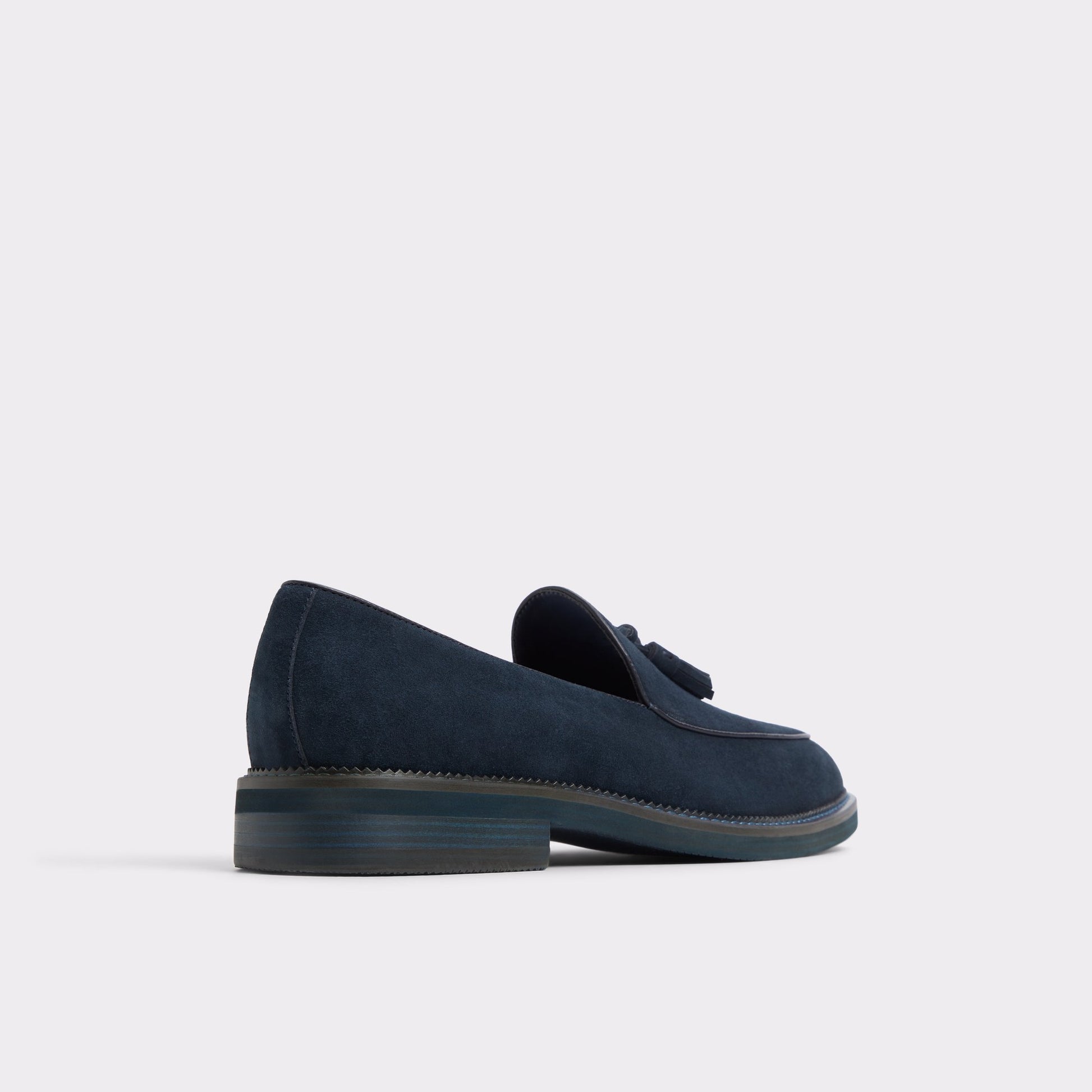 Three-quarter angle of Navy Portos Loafer's back side
