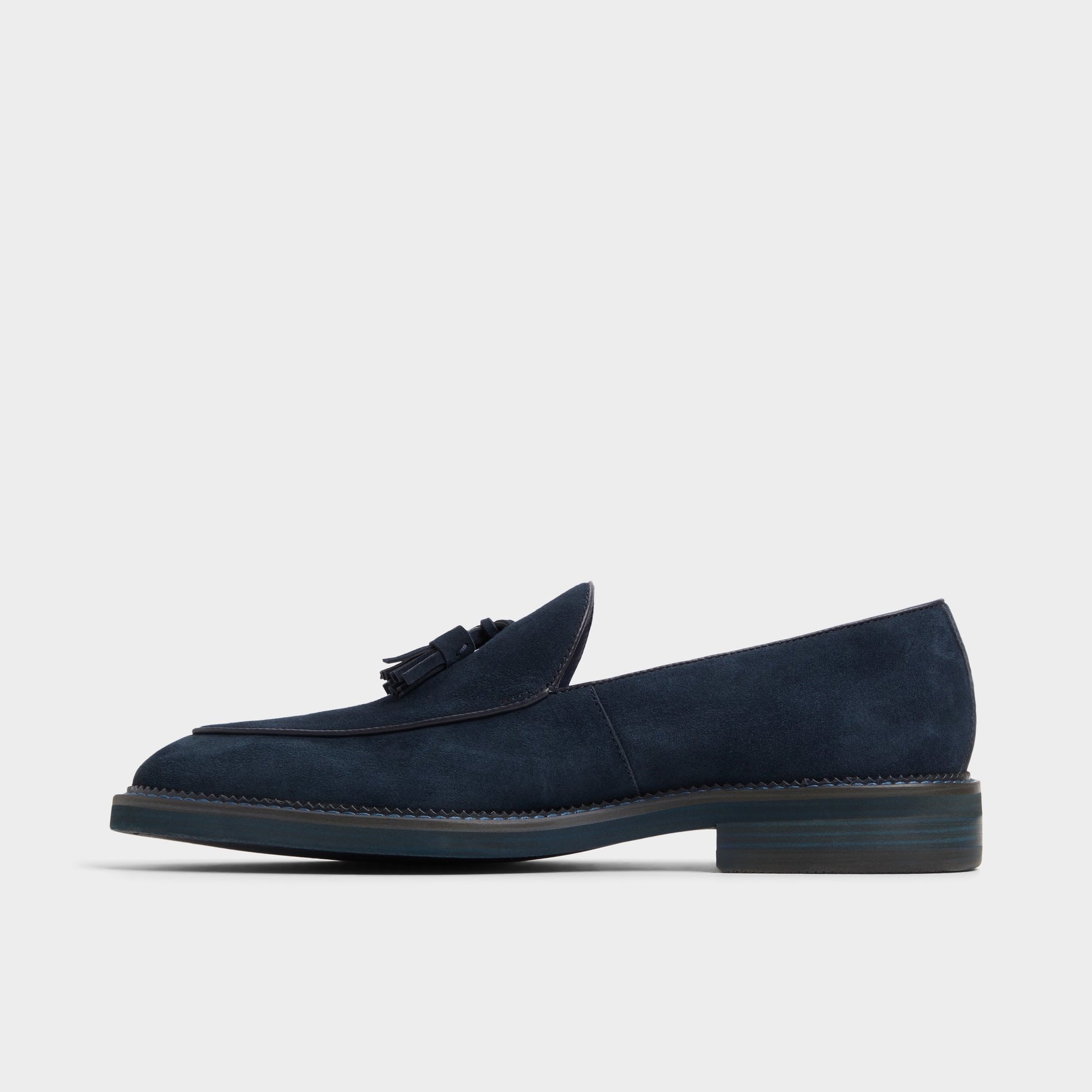 Side view of Navy Portos Loafer