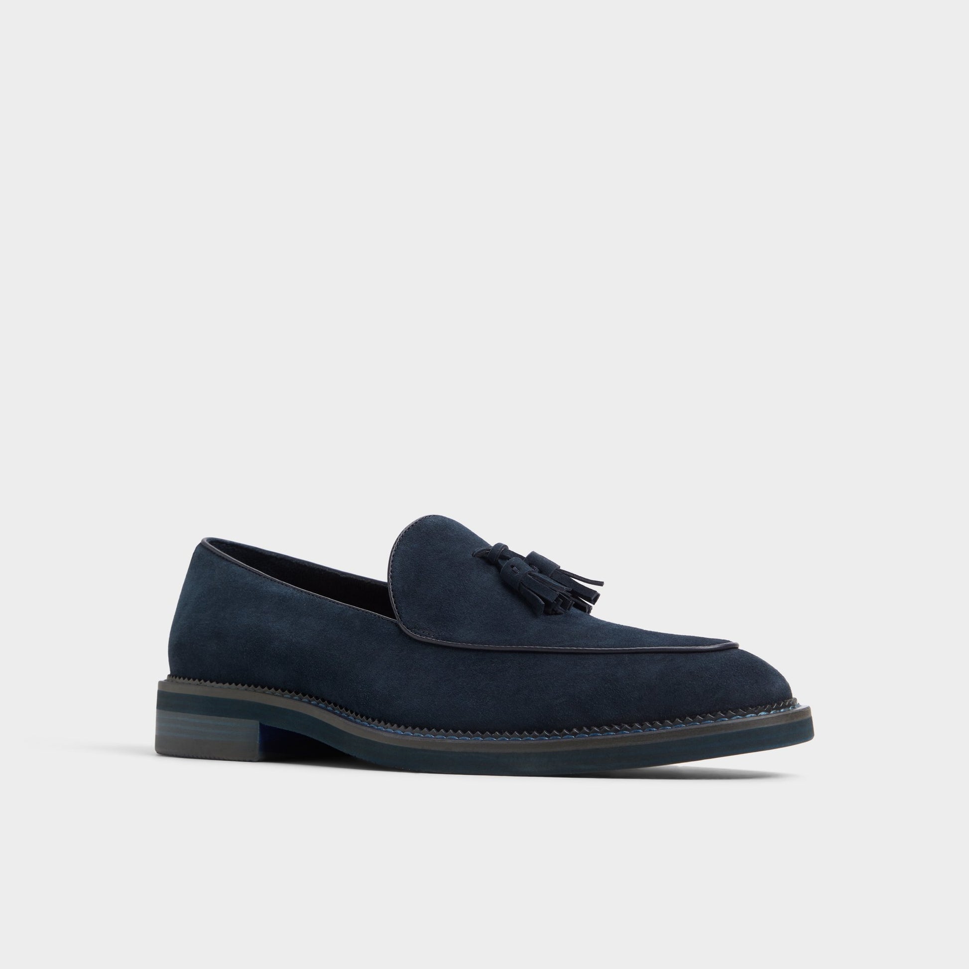 Three-quarter angle of Navy Portos Loafer's front side
