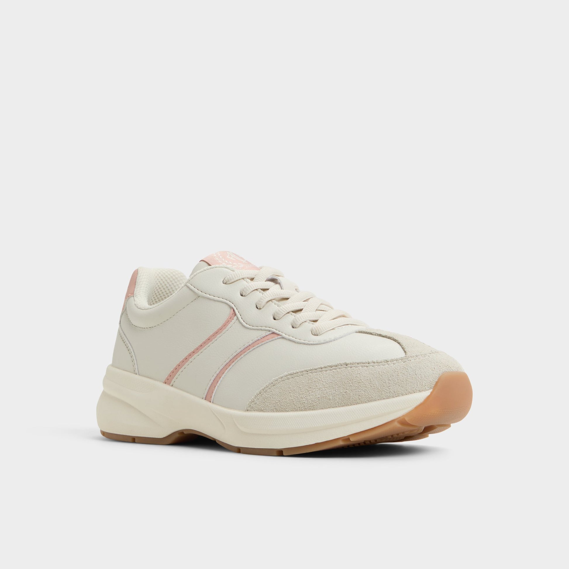 Three-quarter angle of Open Beige Clubchic Jogger sneaker's front side