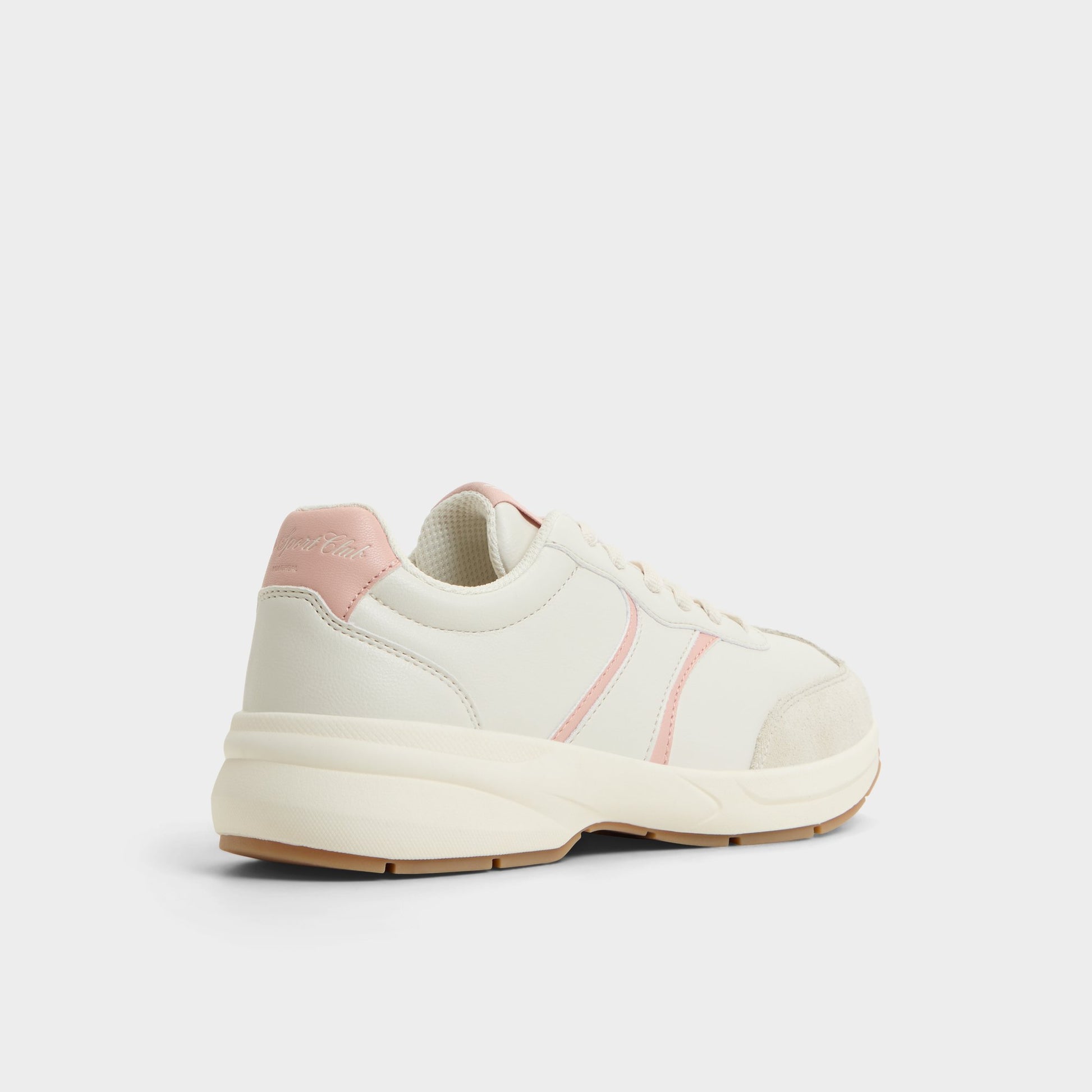 Three-quarter angle of Open Beige Clubchic Jogger sneaker's back side