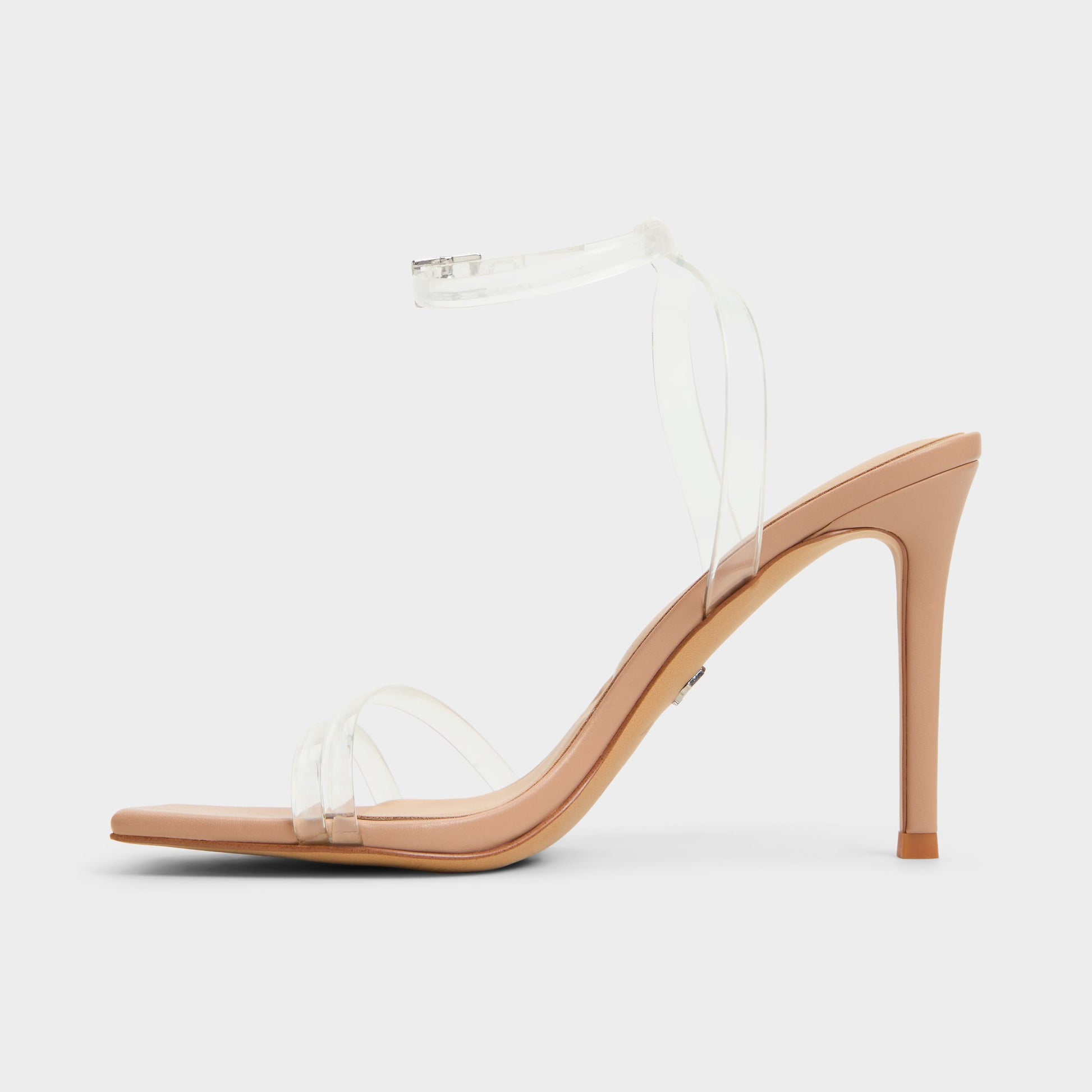 Side view of Tan Acantha Strappy heeled sandal