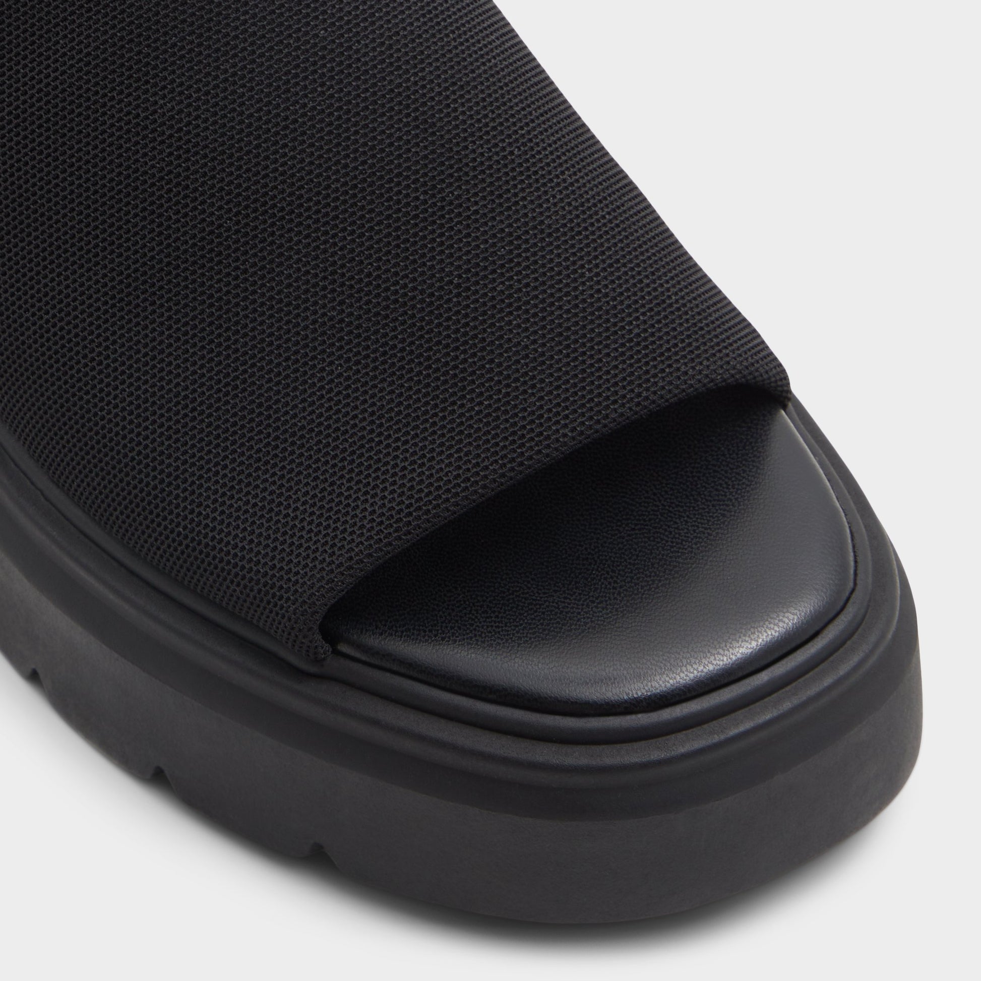Close-up of the Black Harrietta Heeled mule