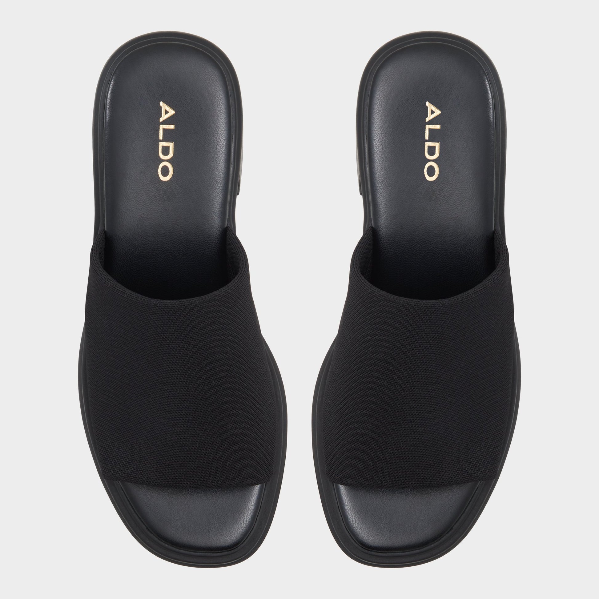 Top-down view of the Black Harrietta Heeled mule