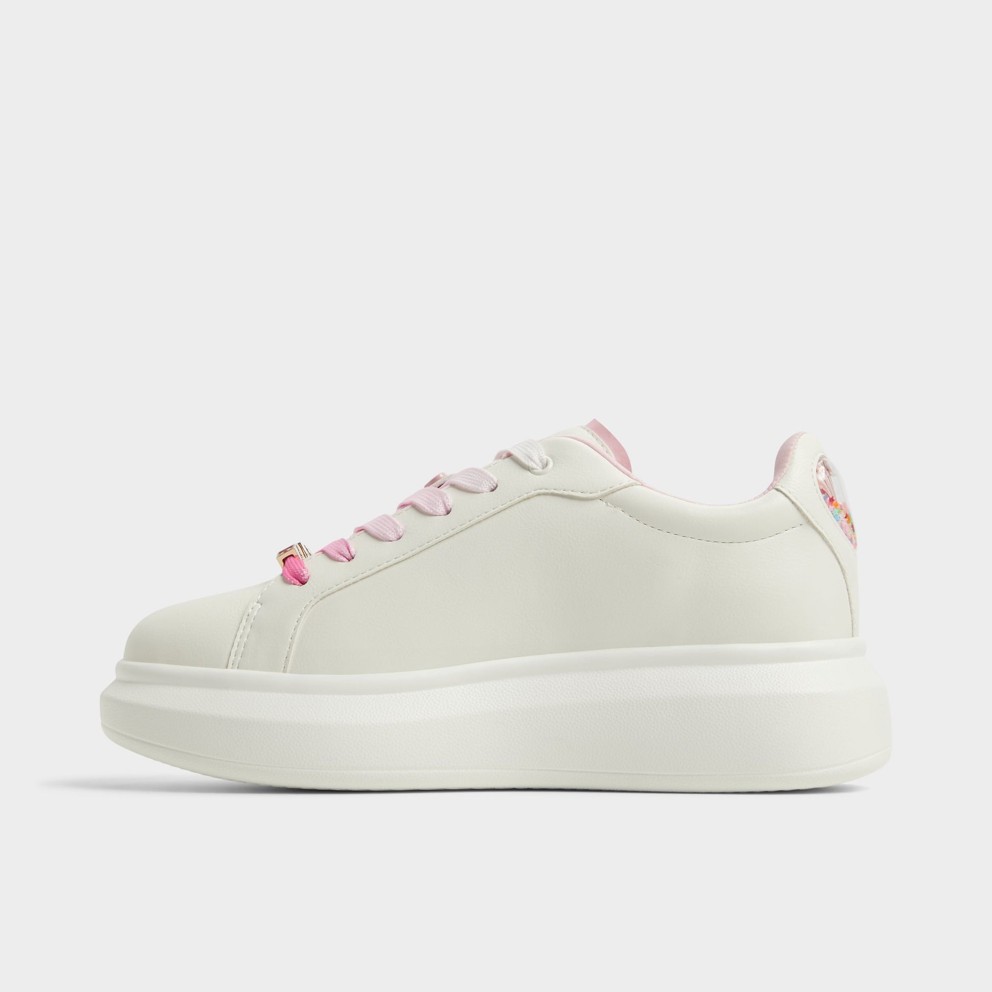 Side view of White Combo Claudie Low top sneaker