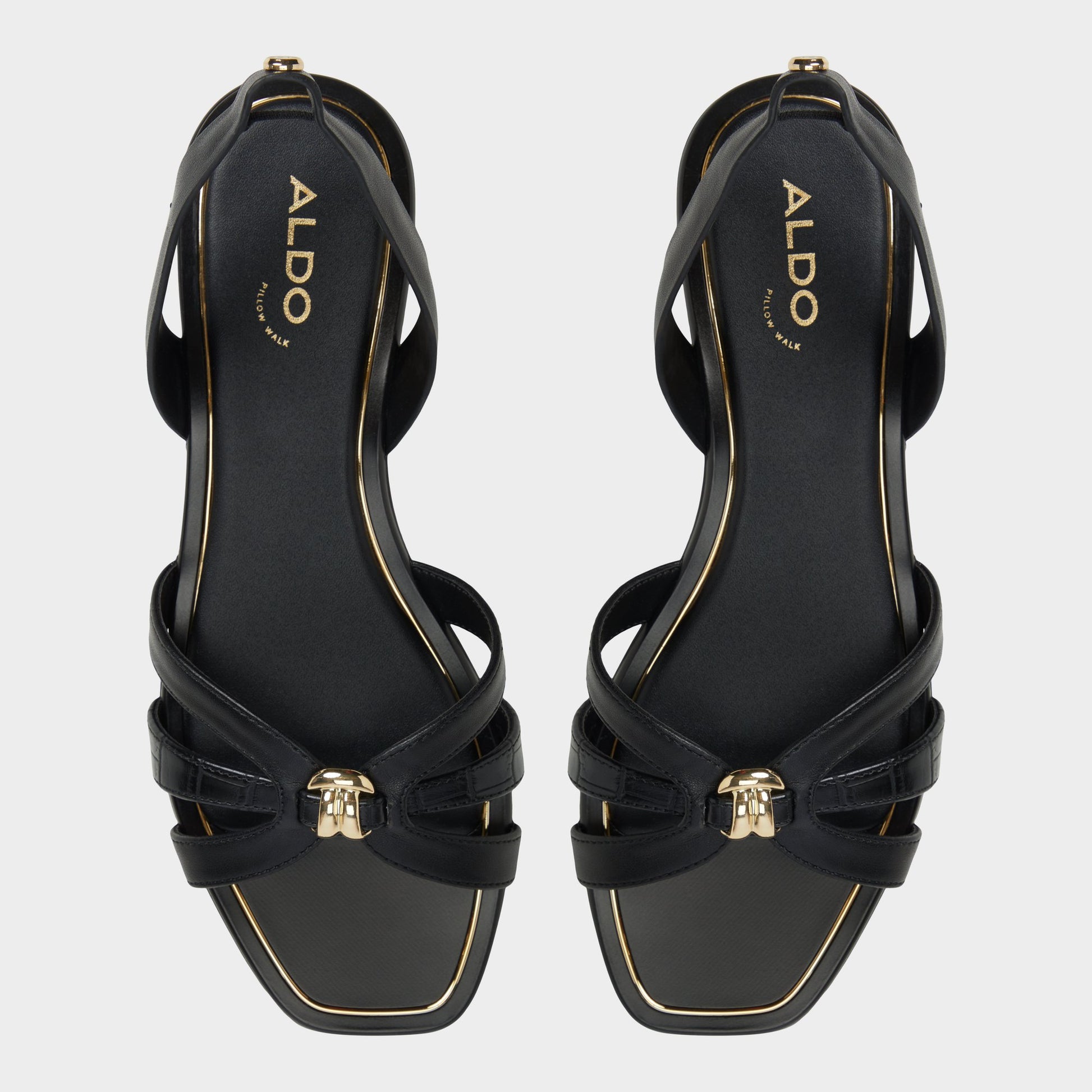 Top-down view of the Black Marassita Flat sandal