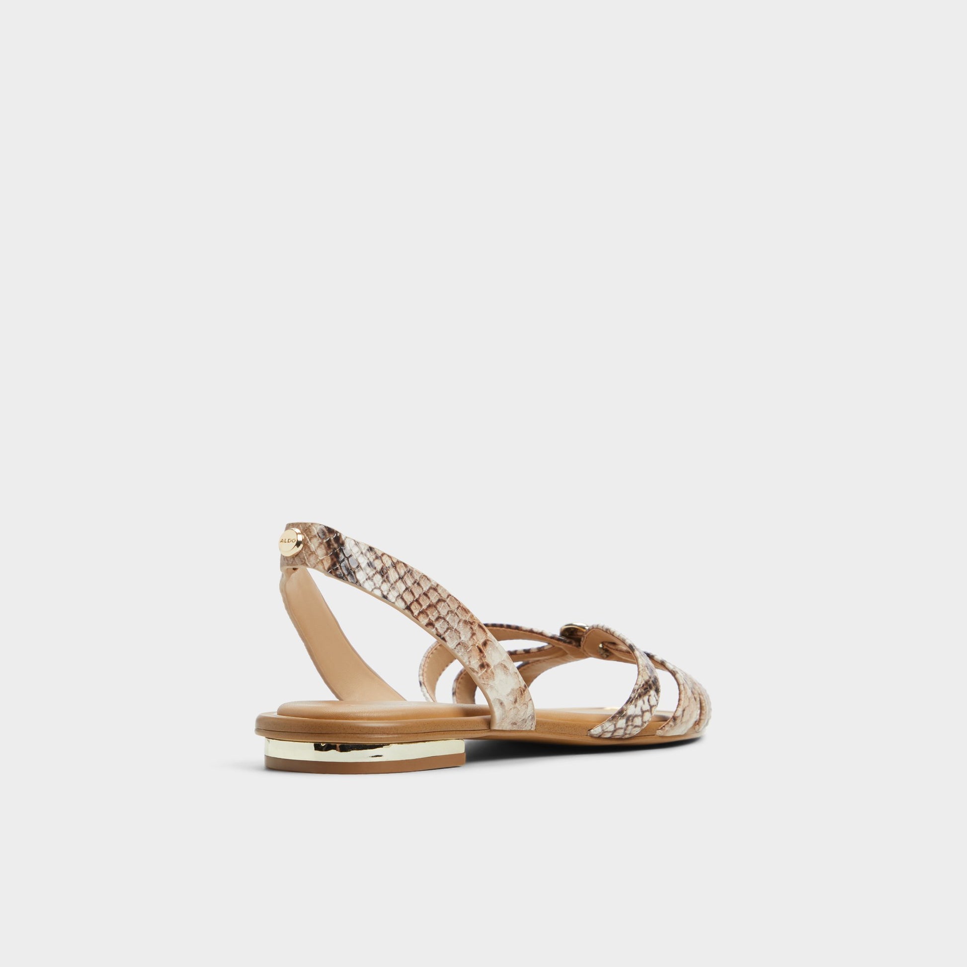 Three-quarter angle of Brown Multi Marassita Flat sandal's back side