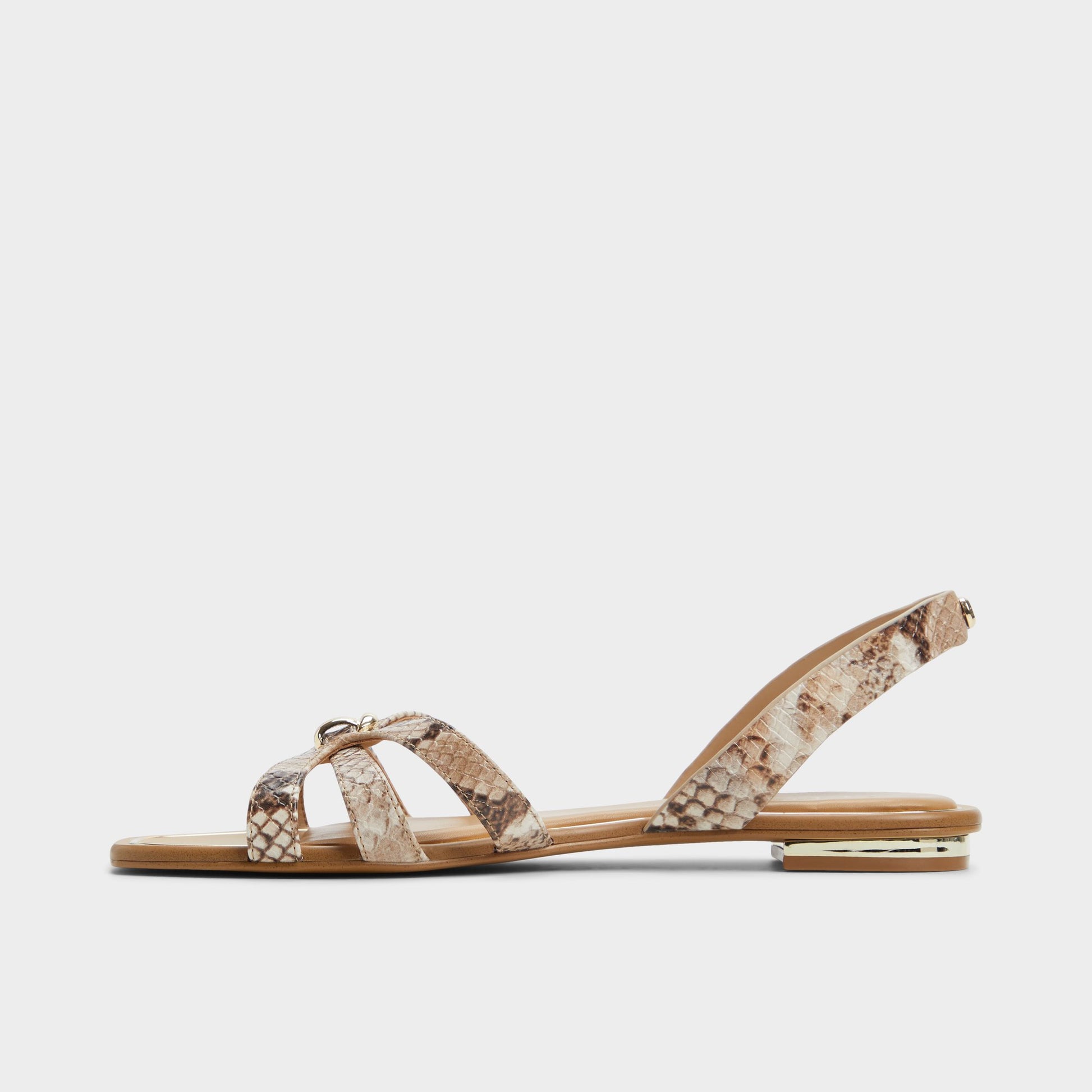 Side view of Brown Multi Marassita Flat sandal
