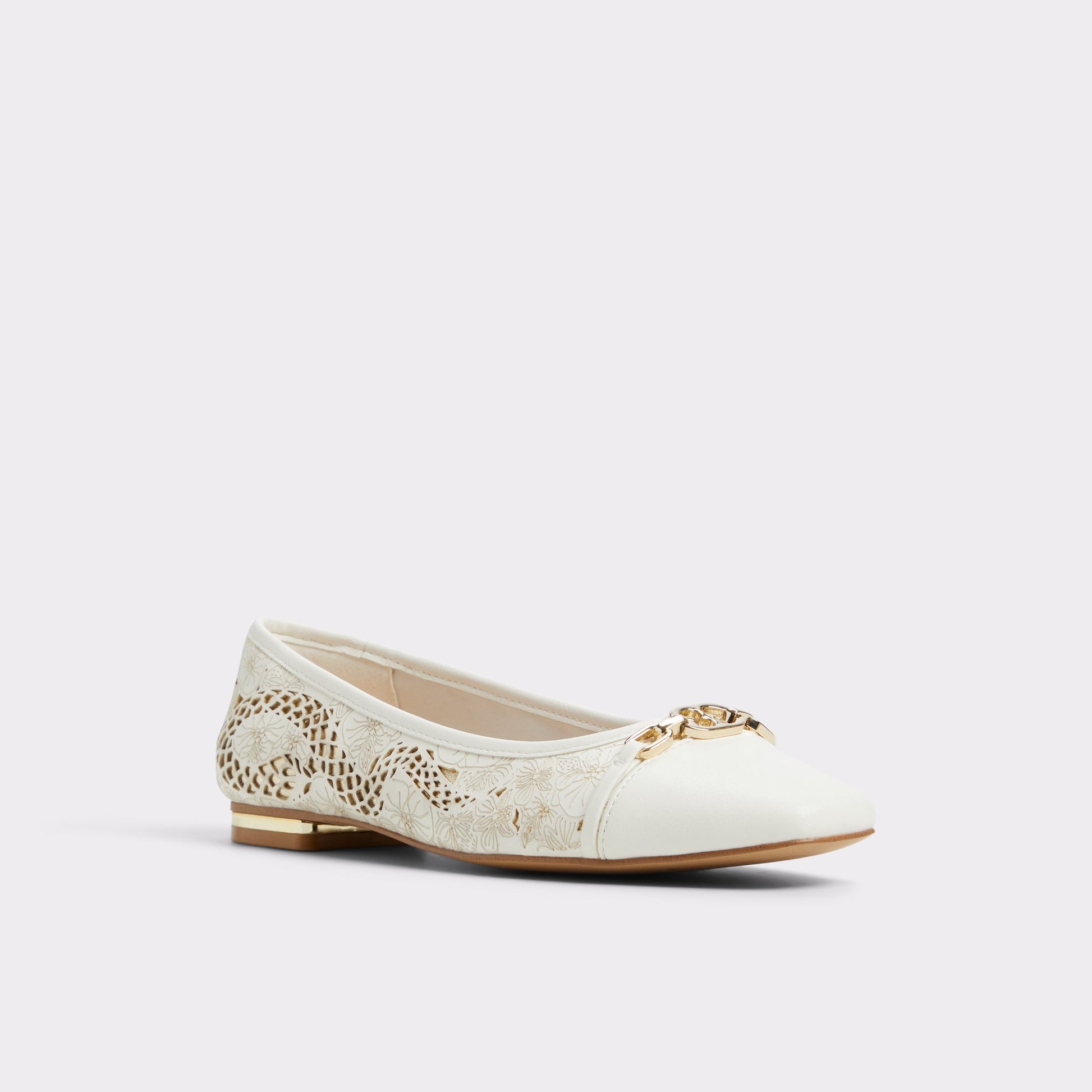 Three-quarter angle of White/Multi Krishelle Ballerina's front side