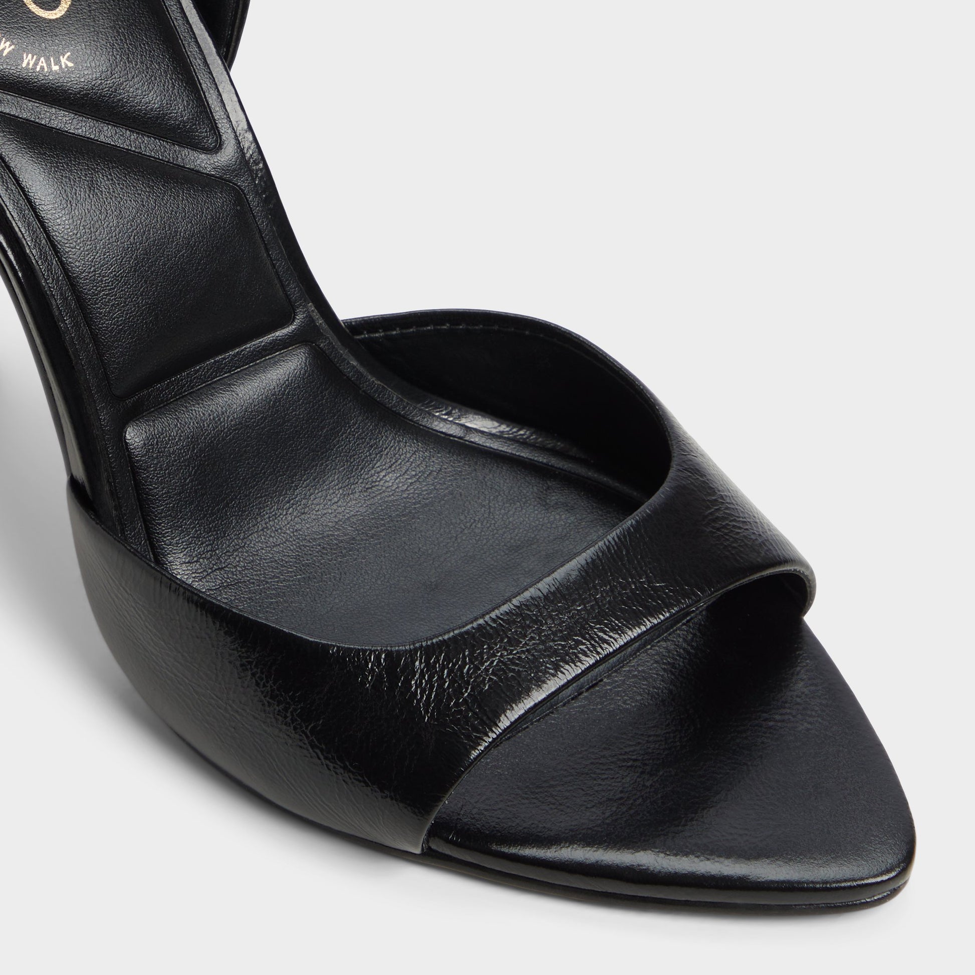 Close-up of the Black Forevermore Strappy heeled sandal