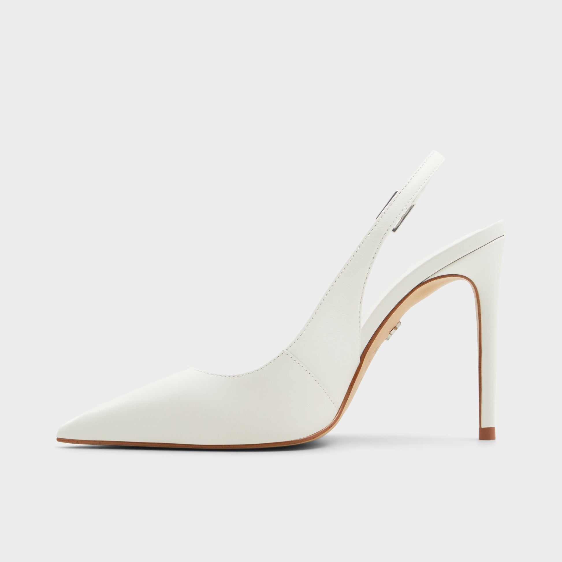 Side view of White/Bone Stessysling Slingback heel