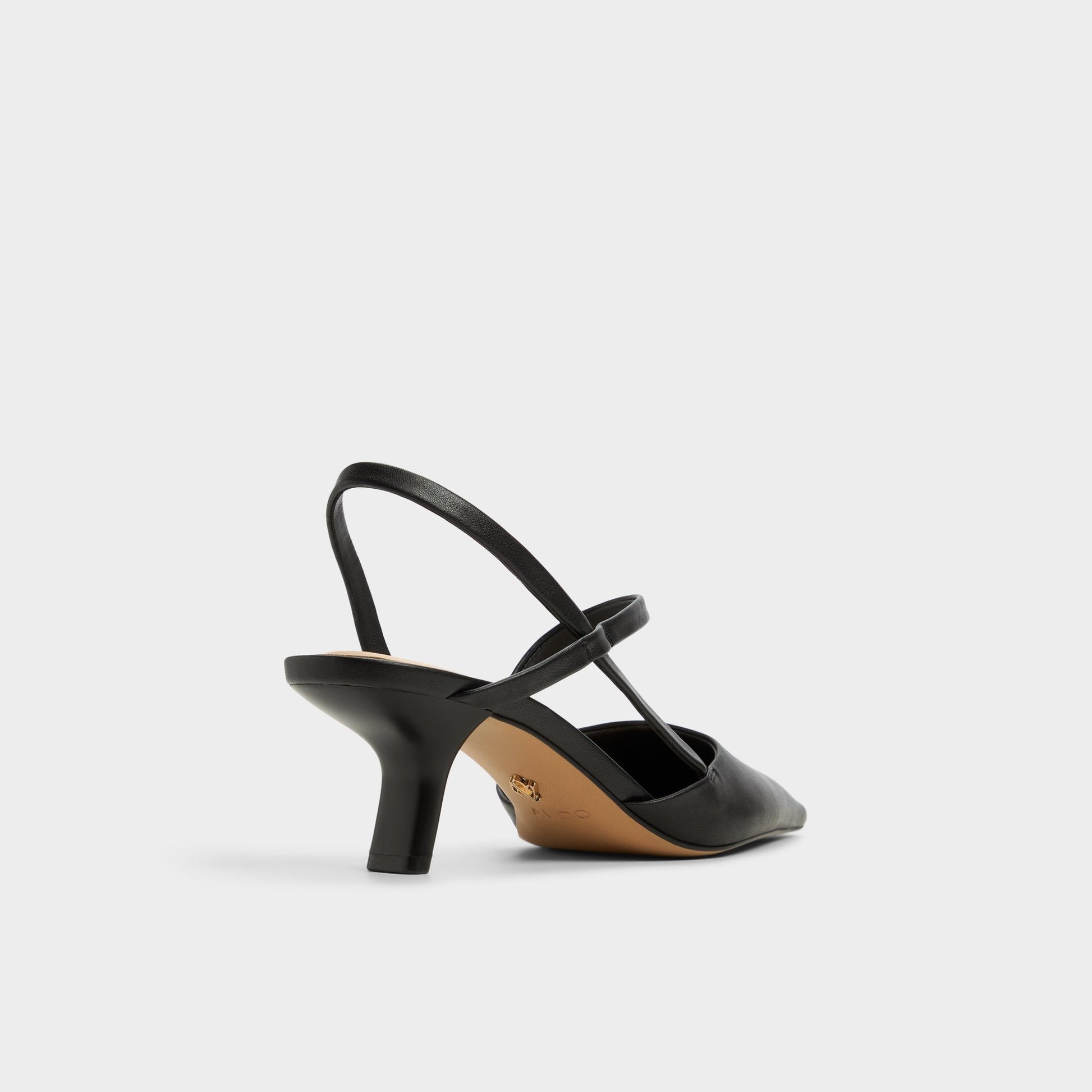 Three-quarter angle of Black Cordela Slingback heel's back side