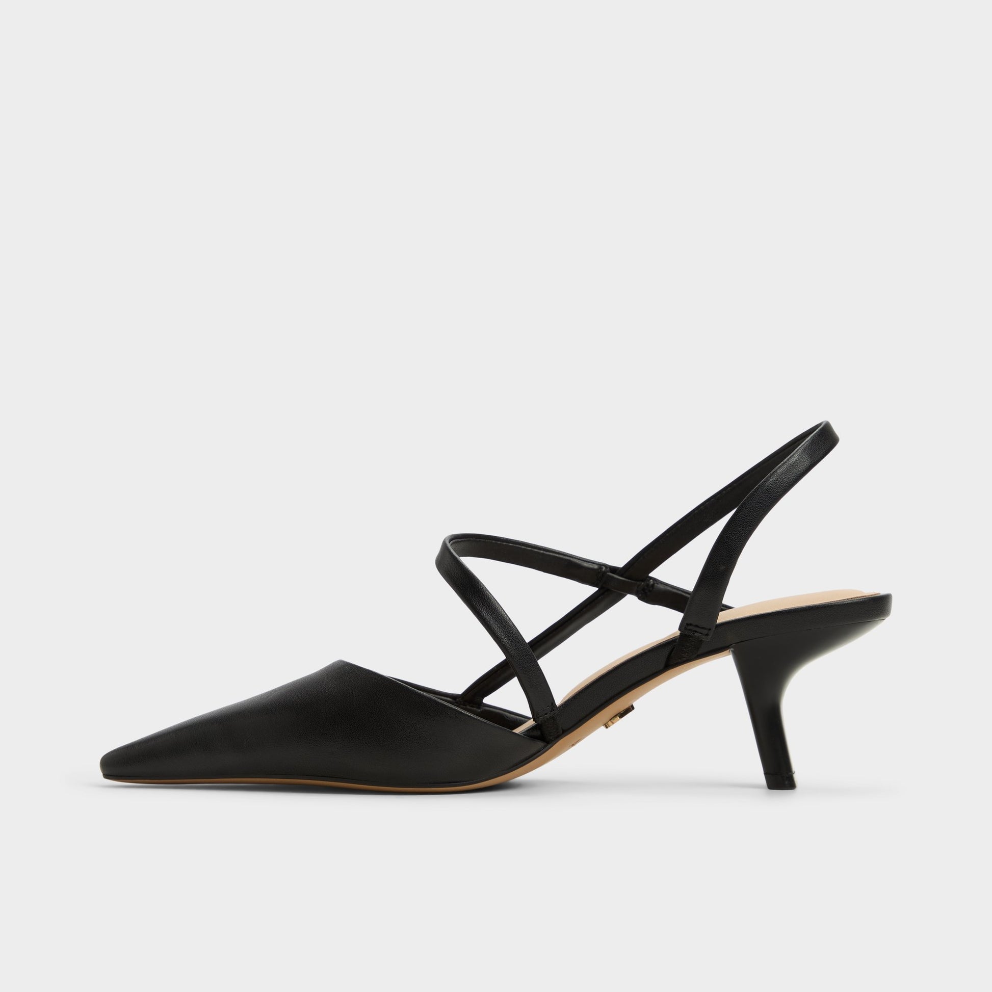 Side view of Black Cordela Slingback heel
