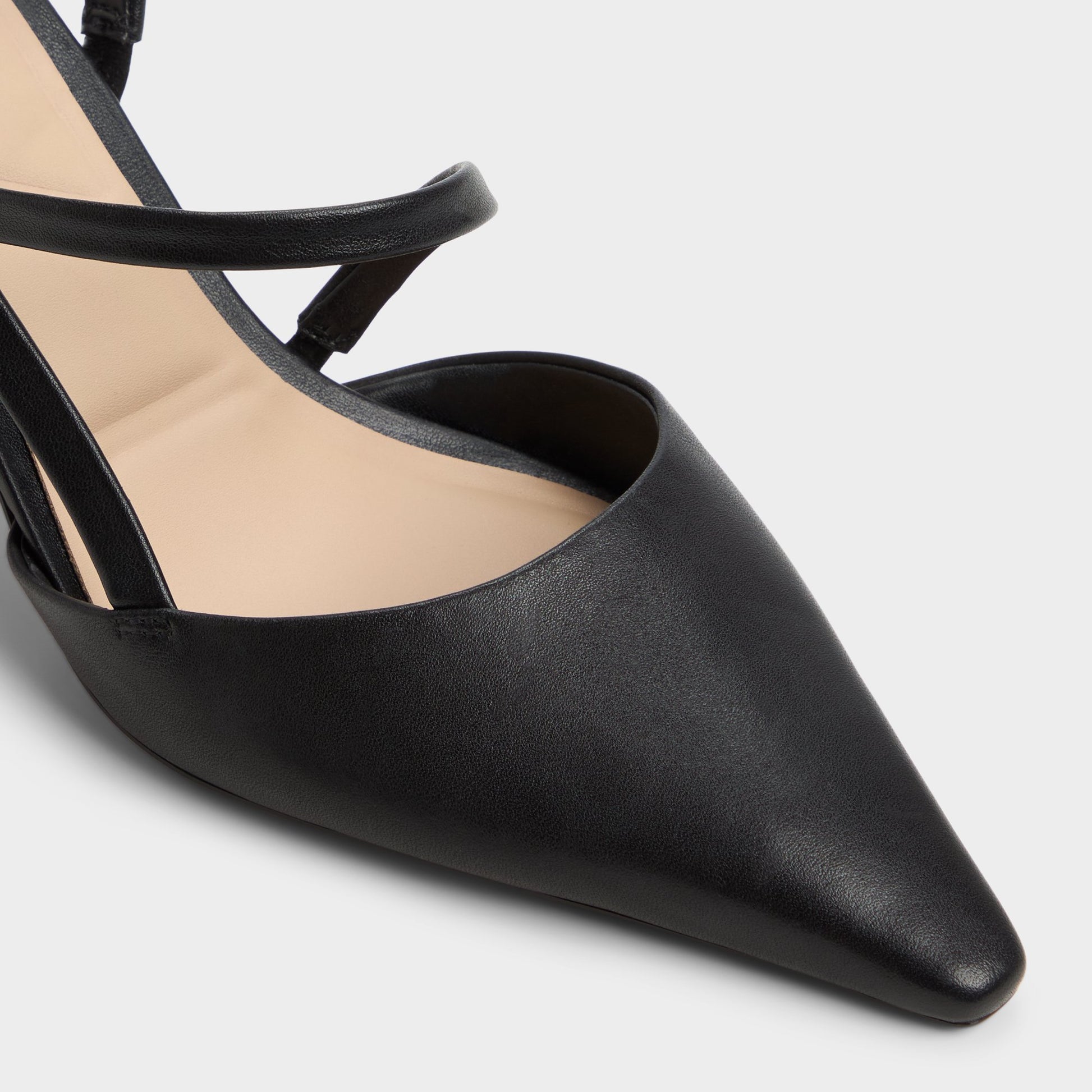 Close-up of the Black Cordela Slingback heel