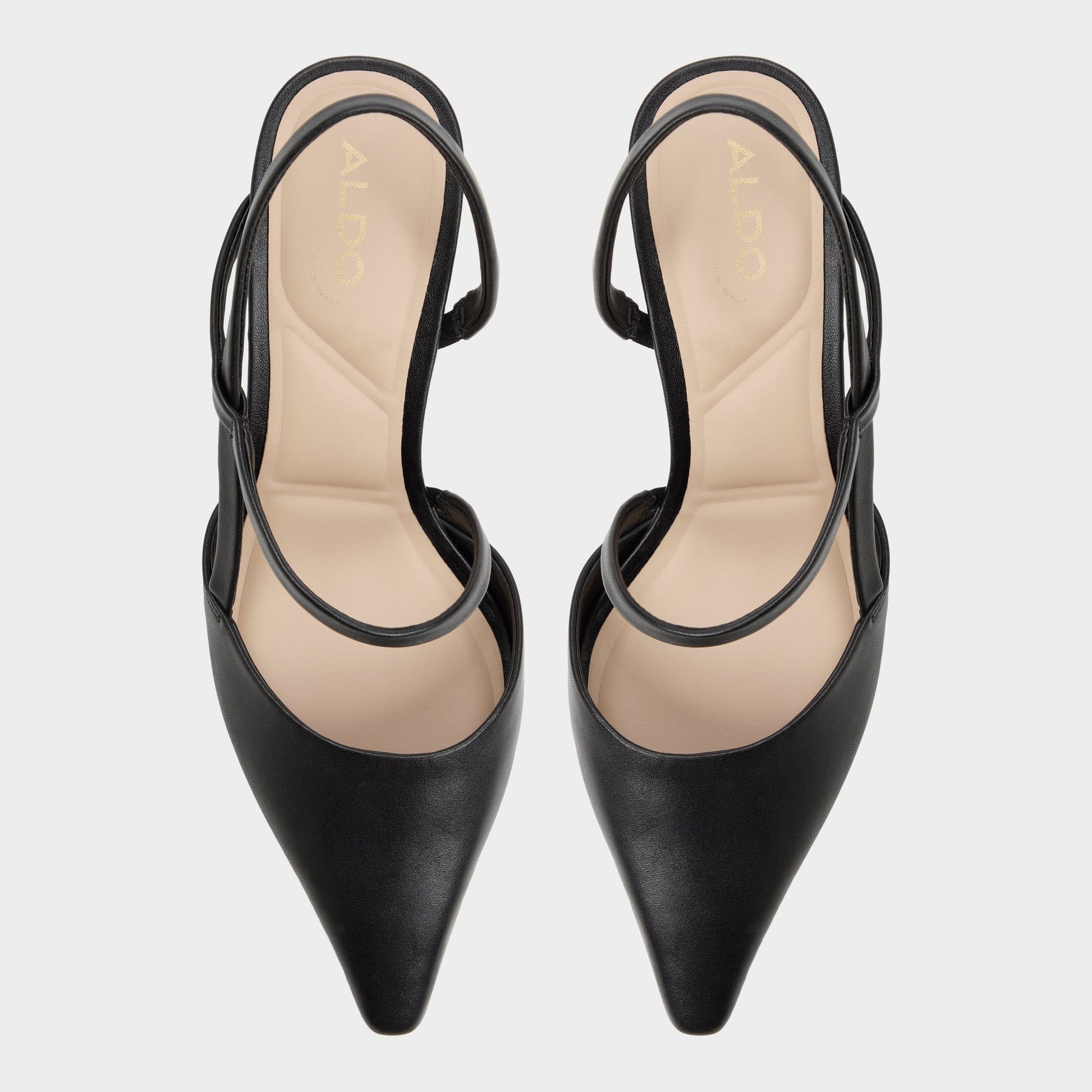 Top-down view of the Black Cordela Slingback heel