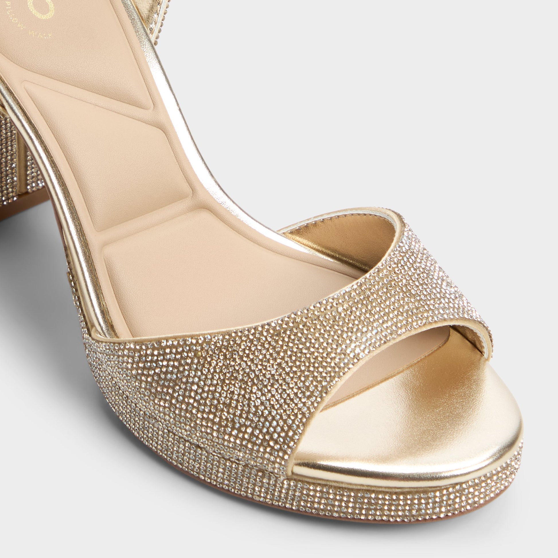 Close-up of the Champagne Alluring Strappy heeled sandal