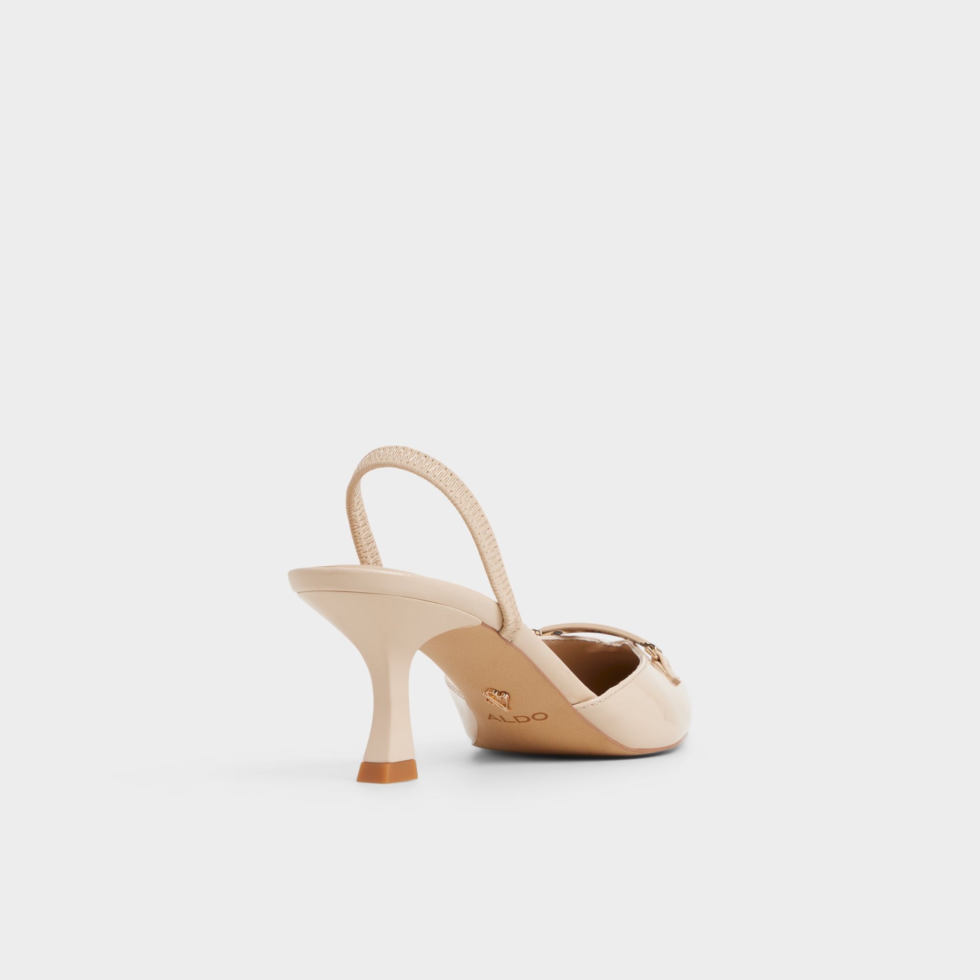Three-quarter angle of Medium beige Nailah Slingback heel's back side