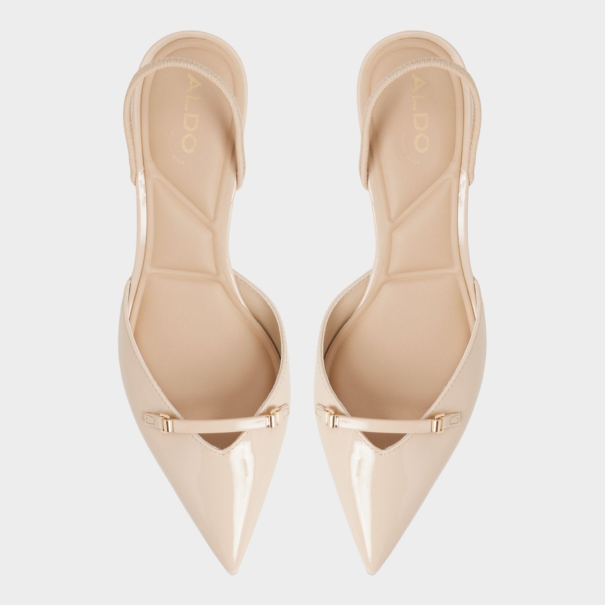 Top-down view of the Medium beige Nailah Slingback heel