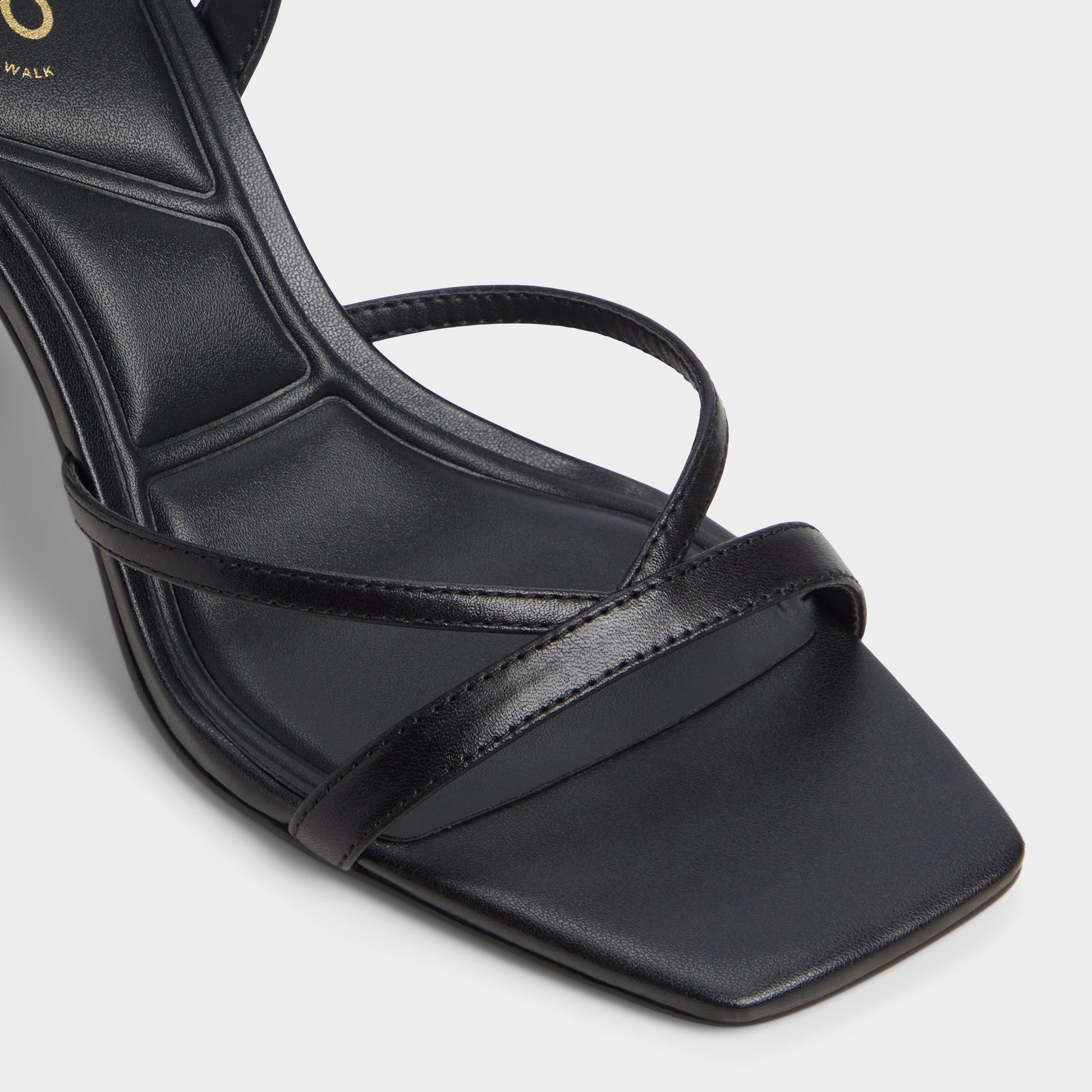 Close-up of the Other Black Stellare Strappy heeled sandal