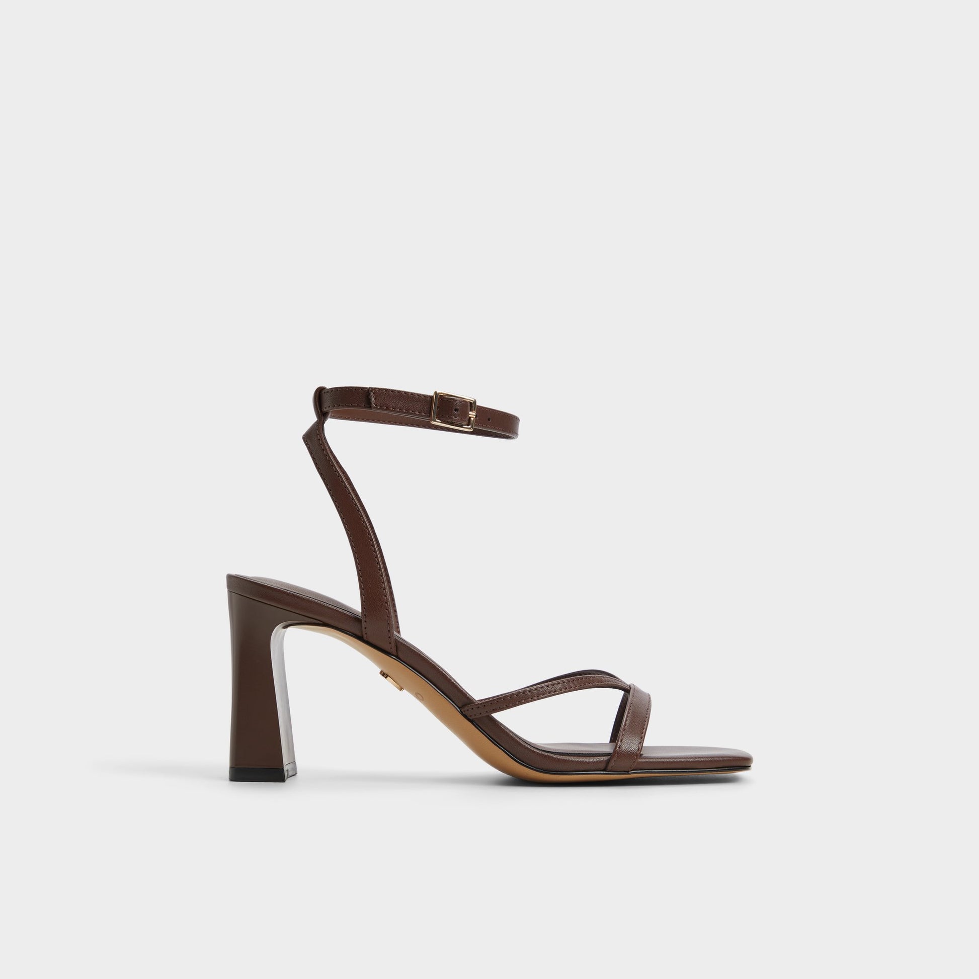 Main View of Medium Brown Stellare Strappy heeled sandal for Womens