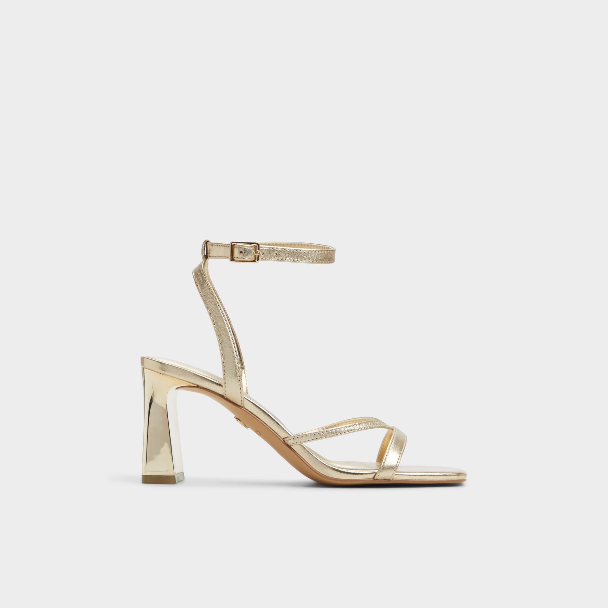 Main View of Gold Stellare Strappy heeled sandal for Womens