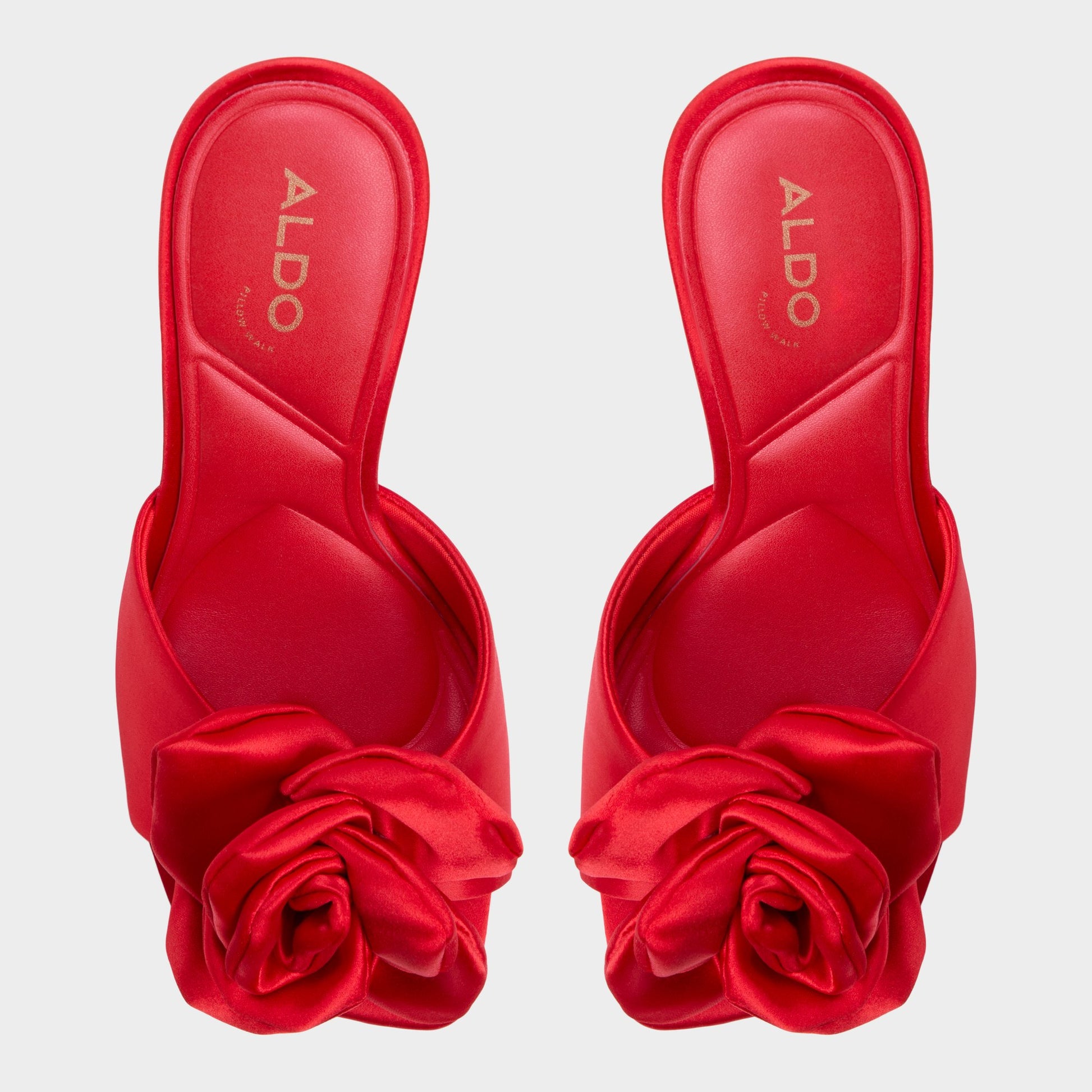 Top-down view of the Red Redrose Heeled mule